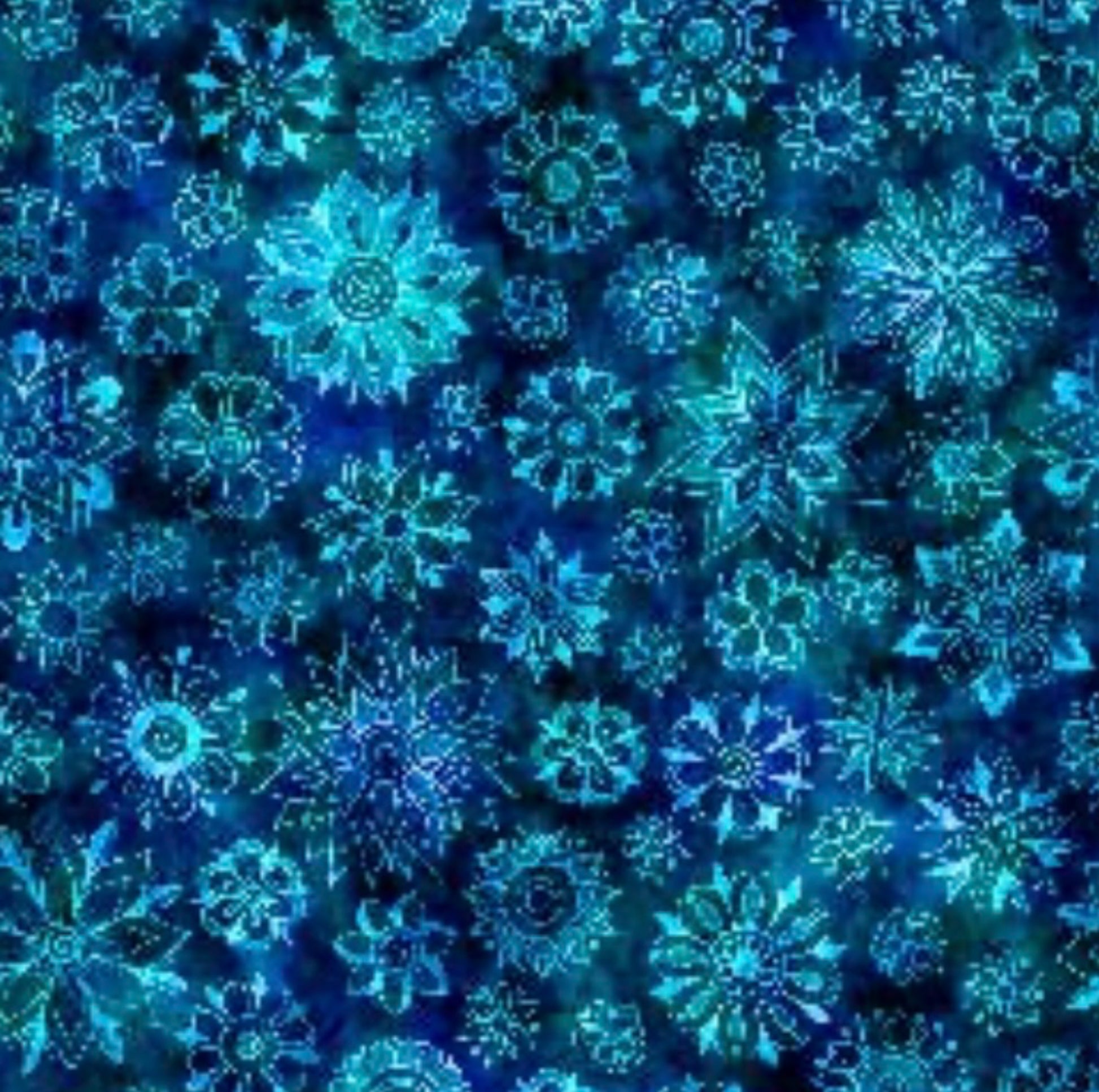 Bohemian Dreams Floral Toss in Shades of Blue - Dan Morris for QT Fabrics