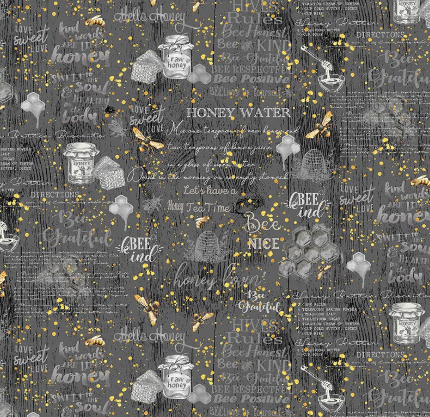 Hives Rules and Quotes Fabric - Honey Bee Farm Collection from Timeless Treasures