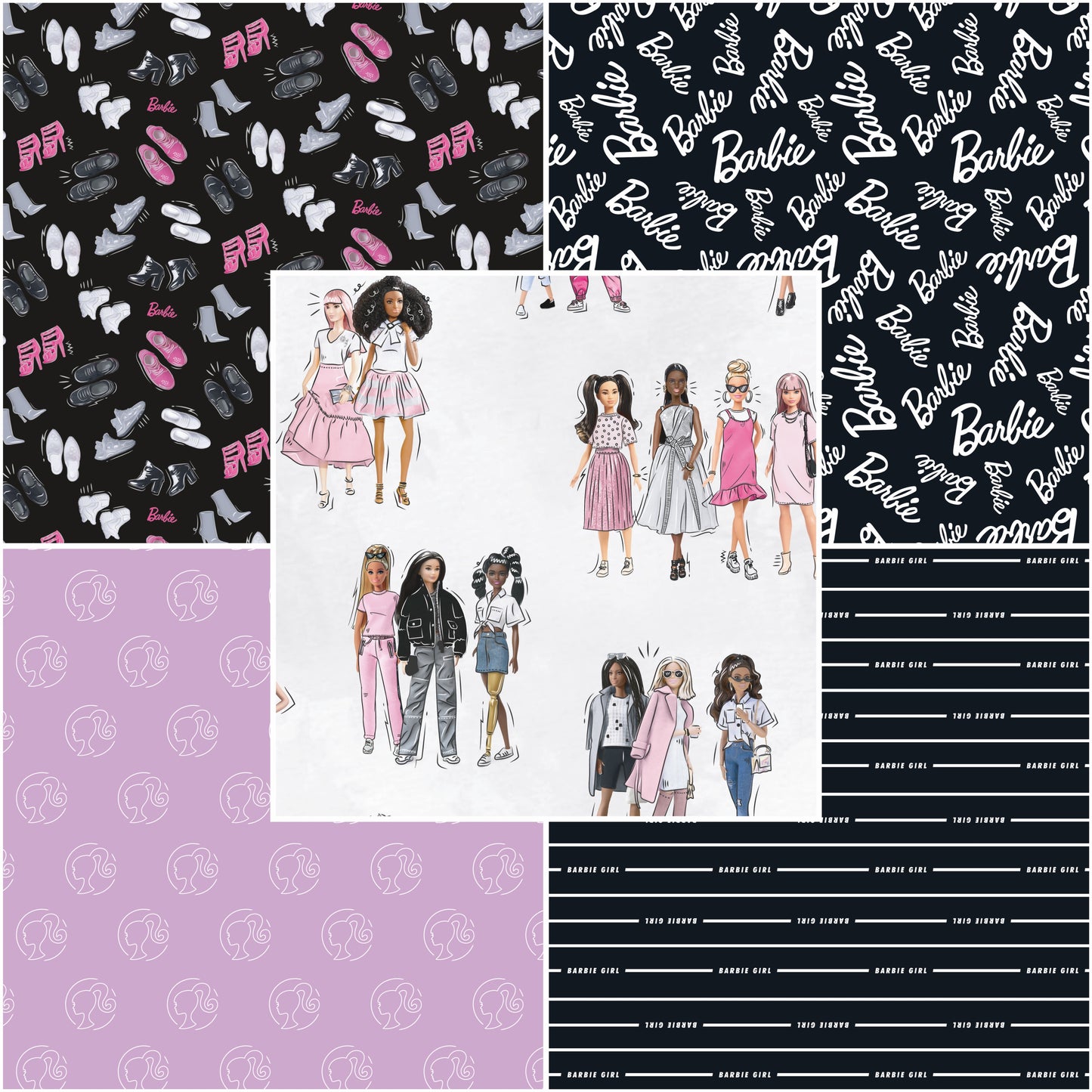 Barbie Girl 5 Yd Fabric Bundle - Barbie Girl Fabrics - Riley Blake Designs 12990W-5