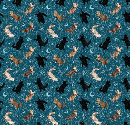 Celtic Cats - Main - Teal - Riley Blake Designs