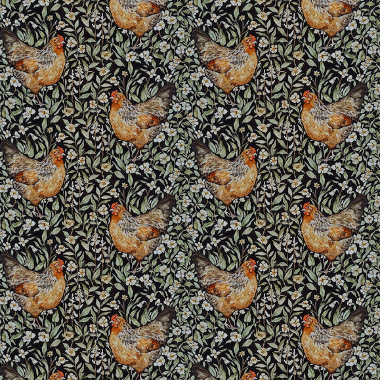 Hens from the Countryside Comforts Collection by Jane Carkill for Figo Fabrics
