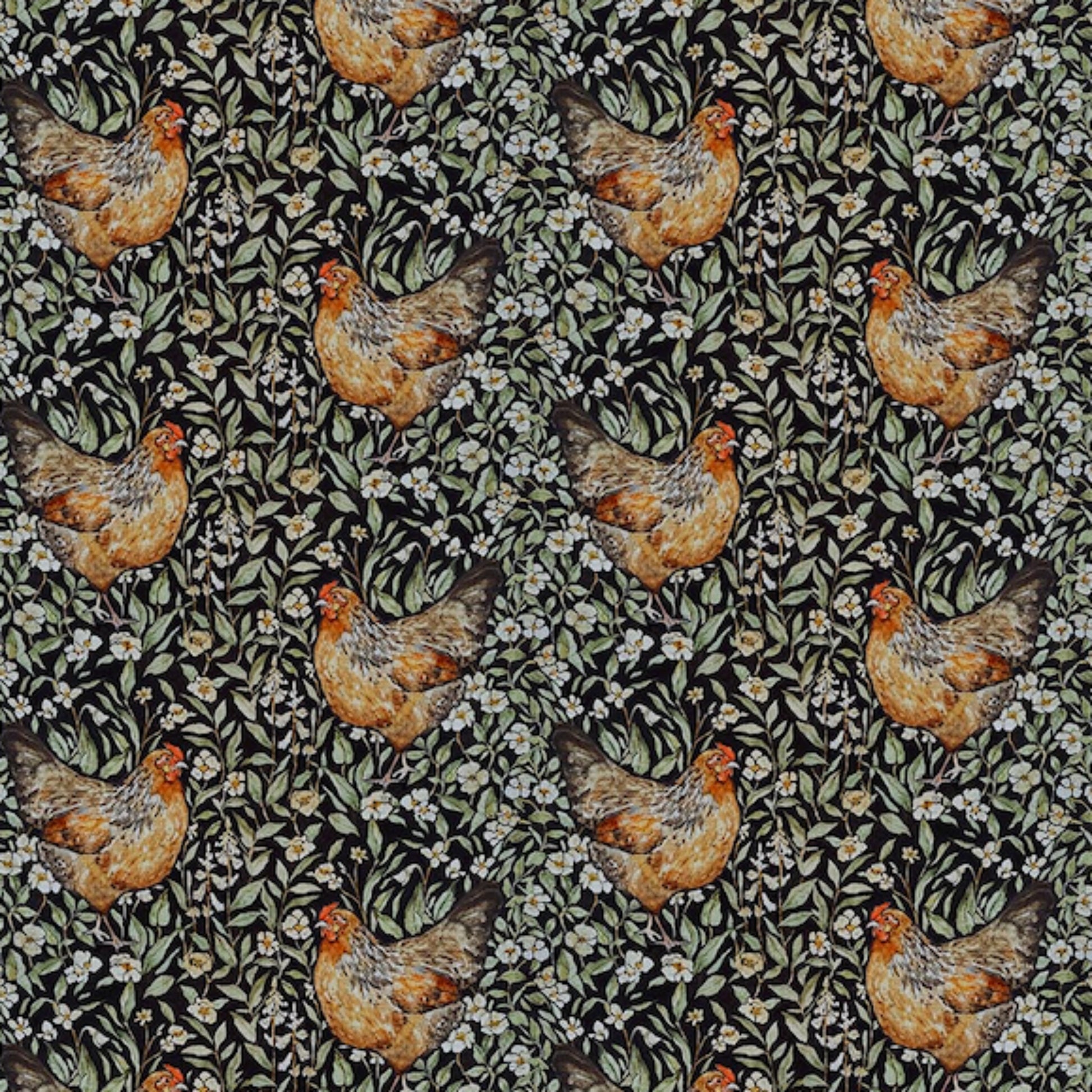 Hens from the Countryside Comforts Collection by Jane Carkill for Figo Fabrics