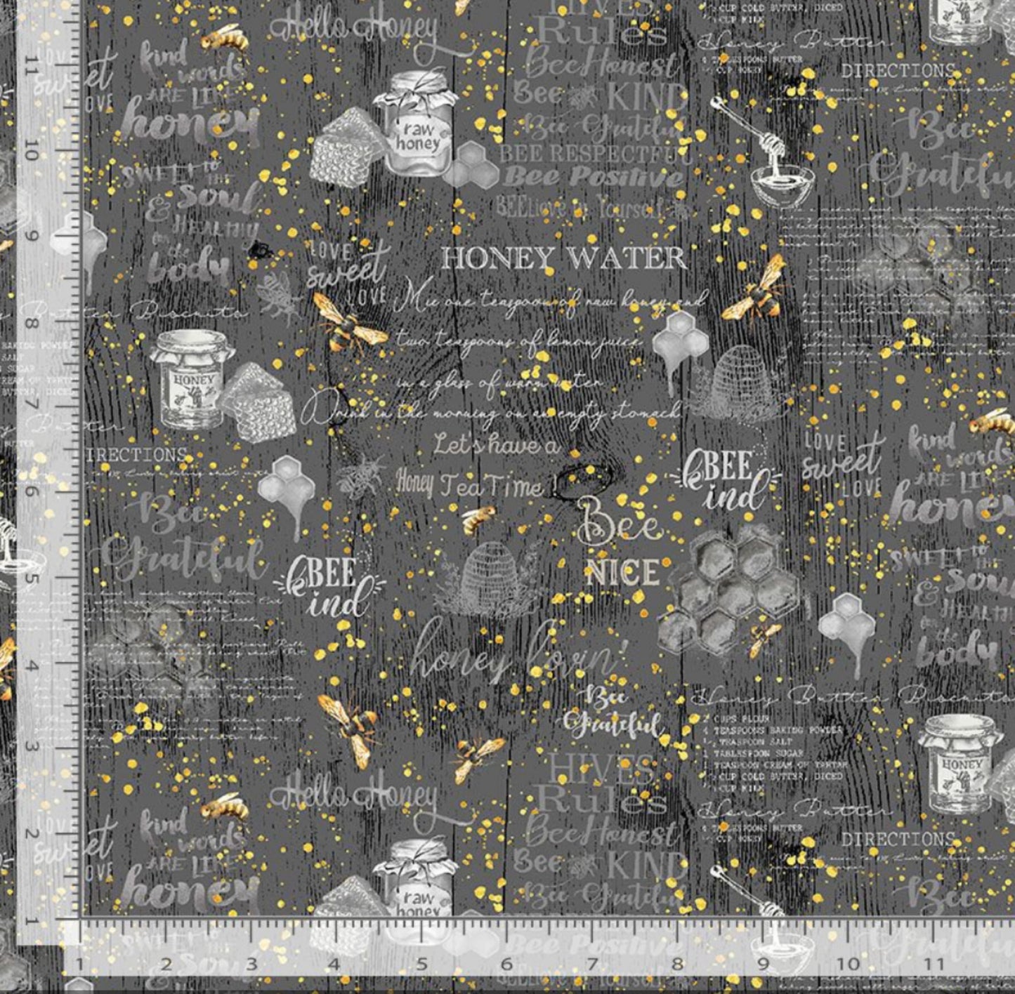 Hives Rules and Quotes - Honey Bee Farm Fabric - CD2389 - Timeless Treasures