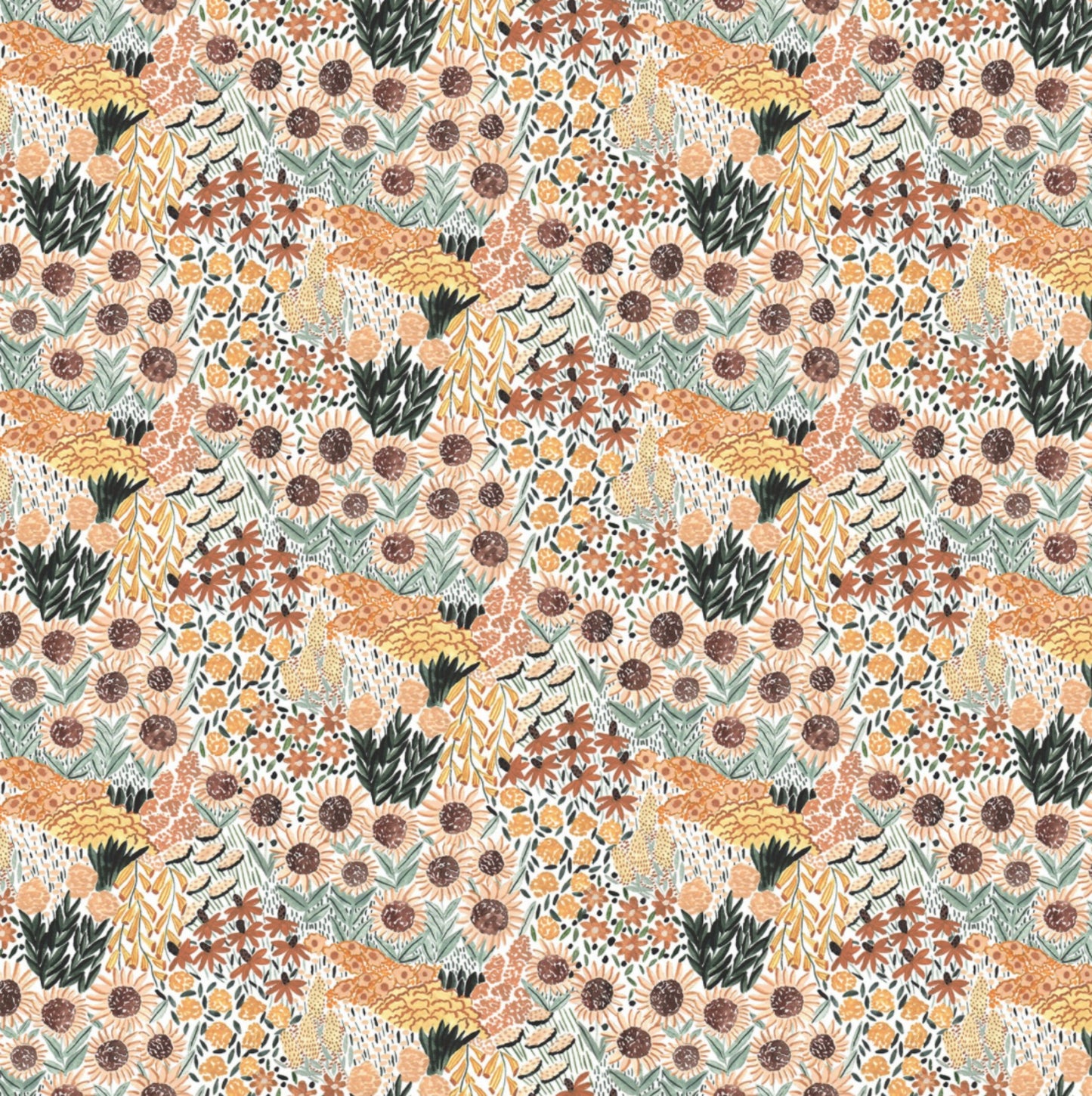 Golden Sunflowers - Autumn Forage Collection - Figo Fabrics