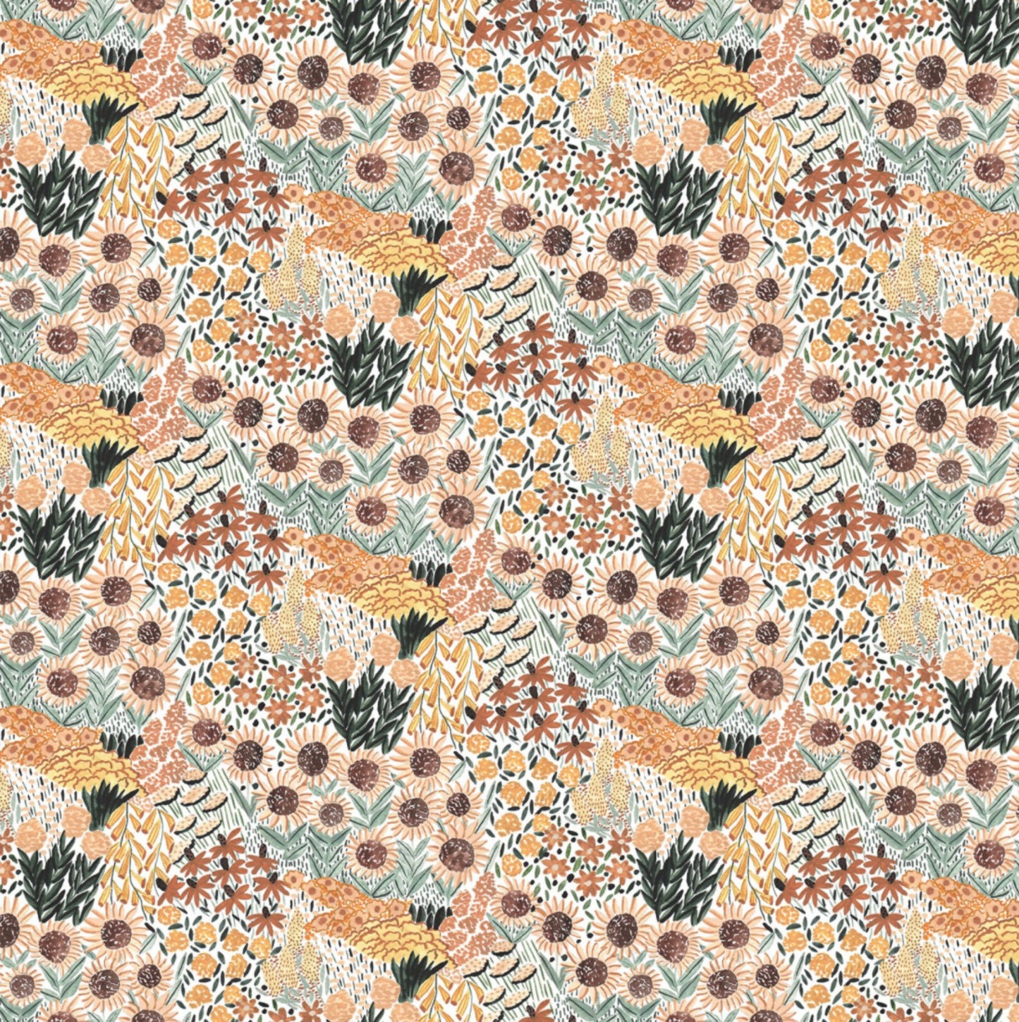 Golden Sunflowers - Autumn Forage Collection - Figo Fabrics