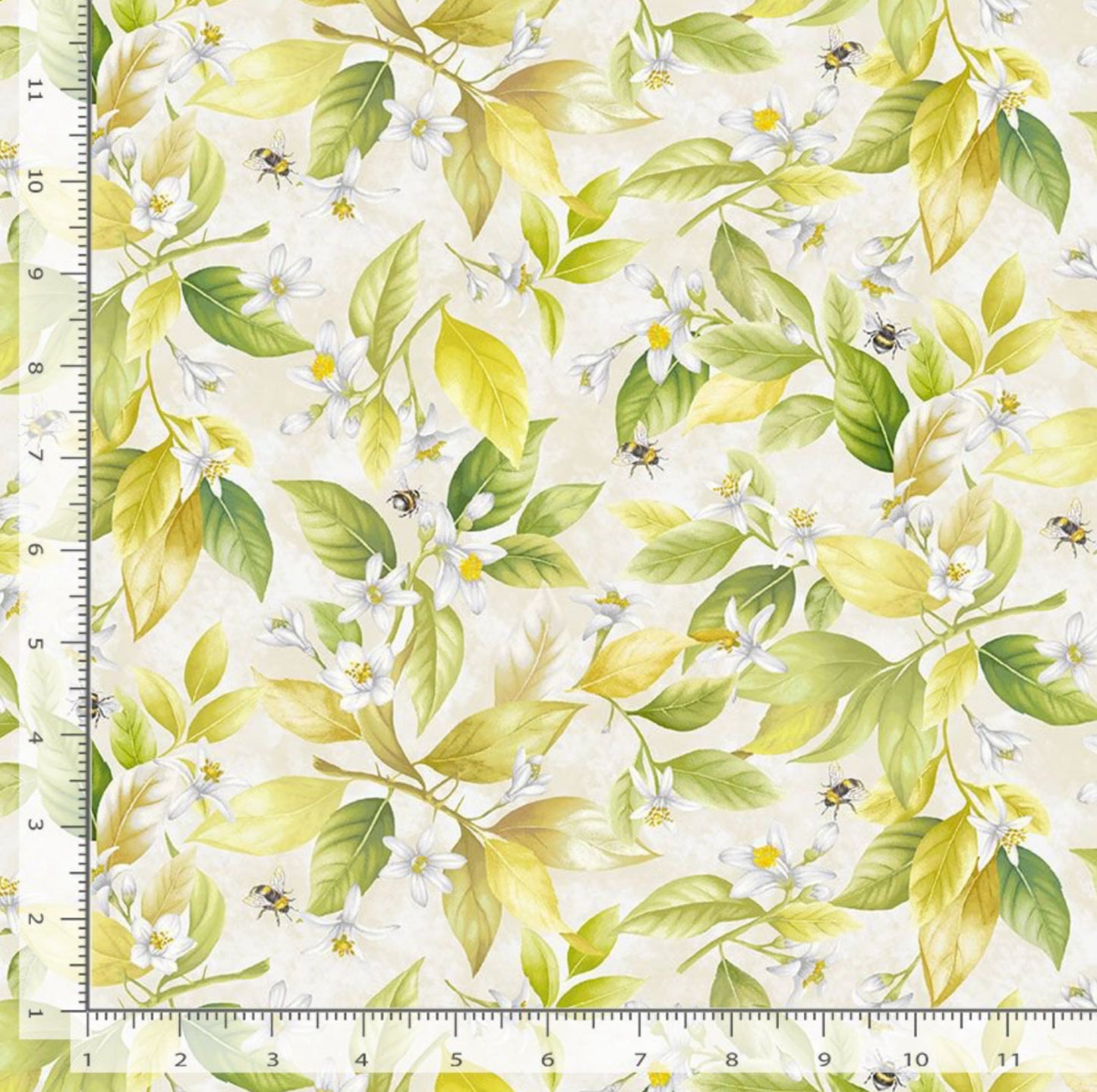 Lemon Blossoms & Bees Fabric - Timeless Treasures