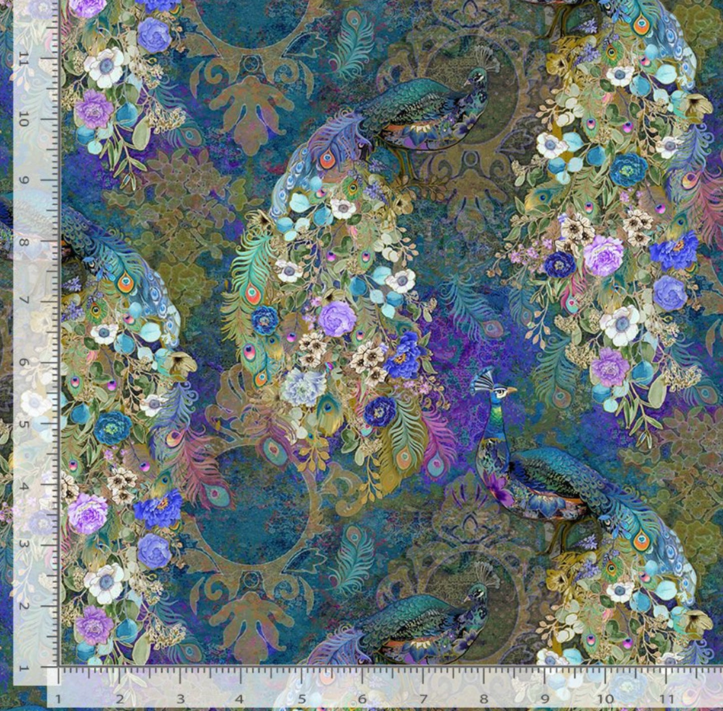 Peacock Bird Floral Flourish collection - Timeless Treasures