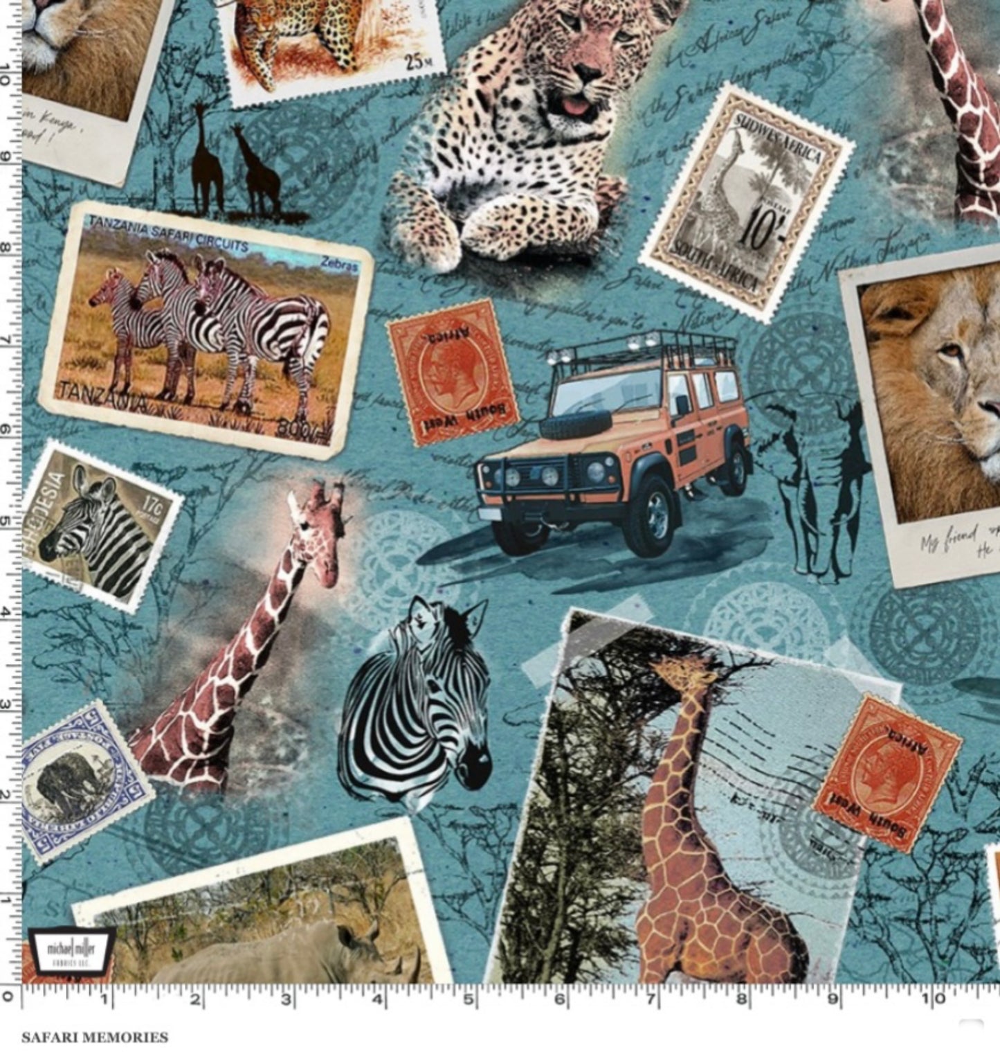 Safari Memories - Safari Adventure Collection - Aqua - Michael Miller Fabrics