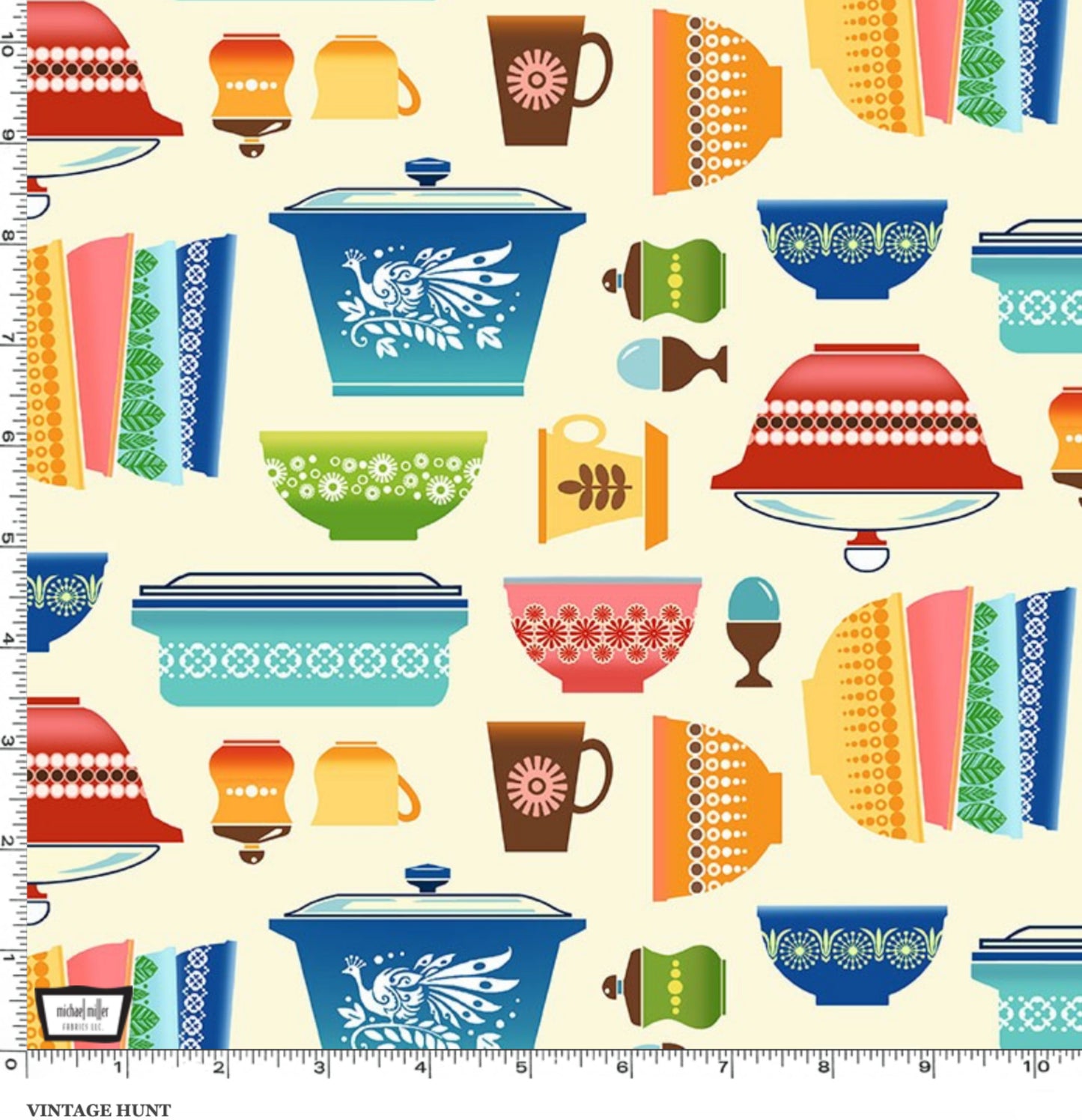 Vintage Hunt - Pyrex Bowls - Michael Miller Fabrics