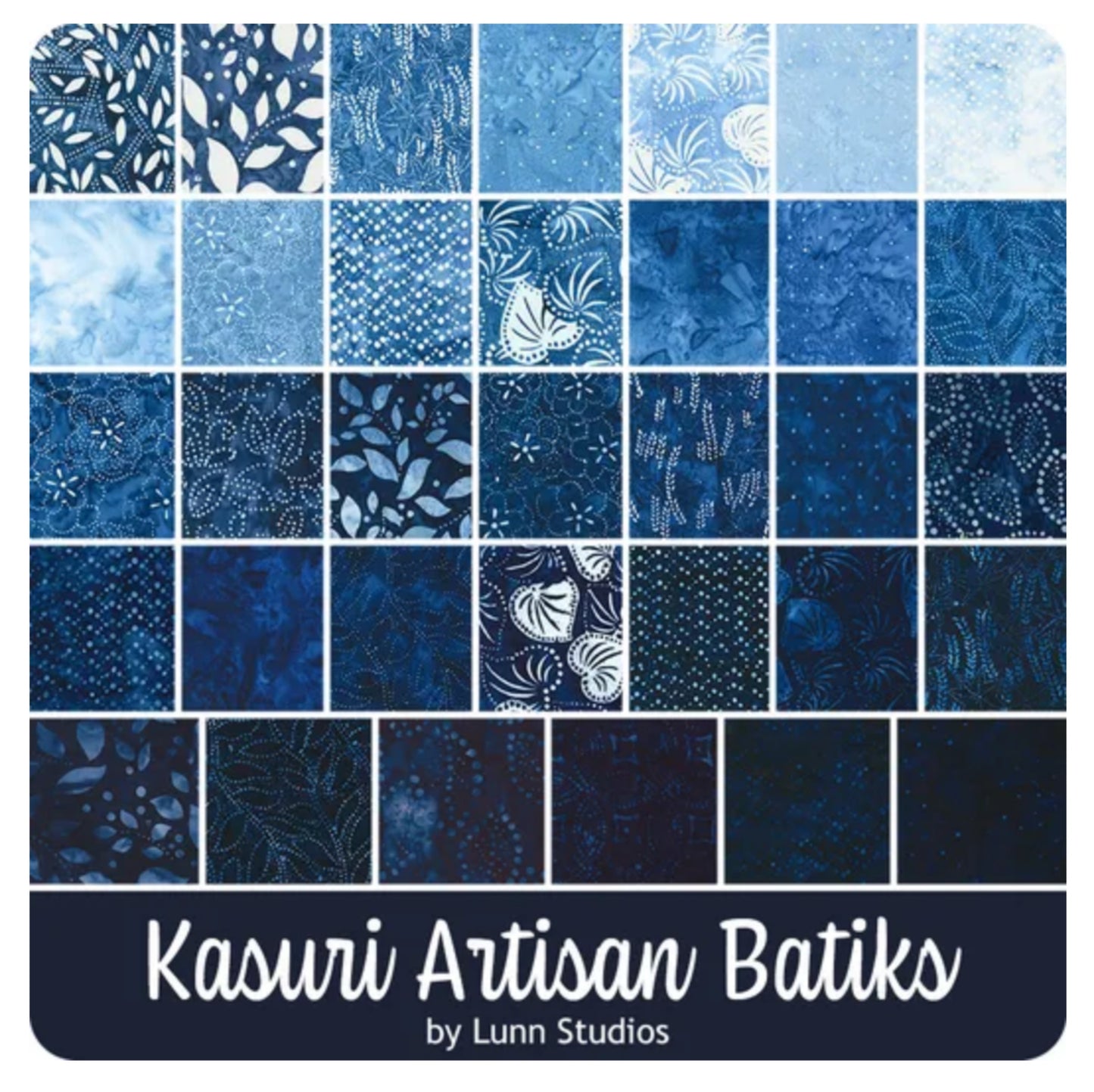 Kasuri Artisan Batiks Blues Charm Pack 5 x 5 in. Complete Collection Robert Kaufman