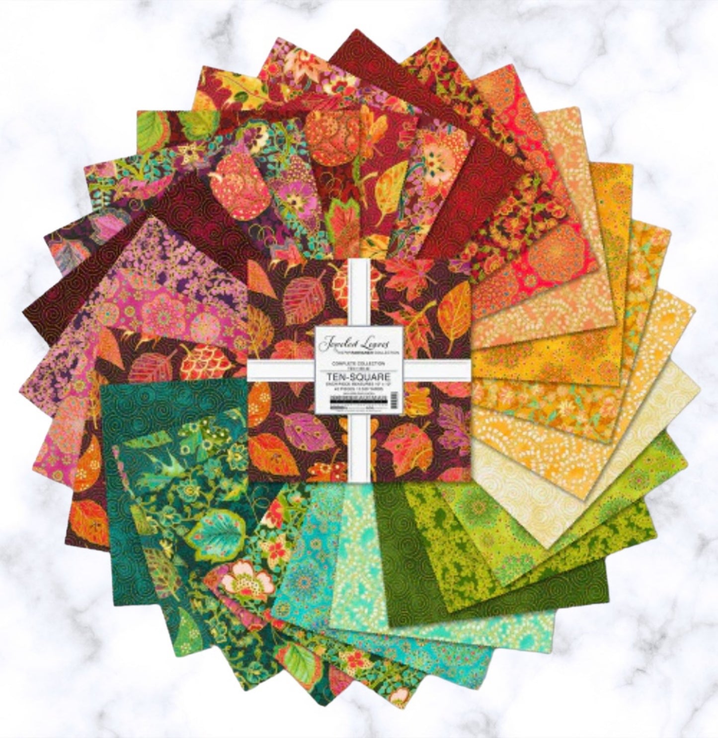 Jeweled Leaves Ten Square 42 pc 10 x 10" Layer Cake Robert Kaufman