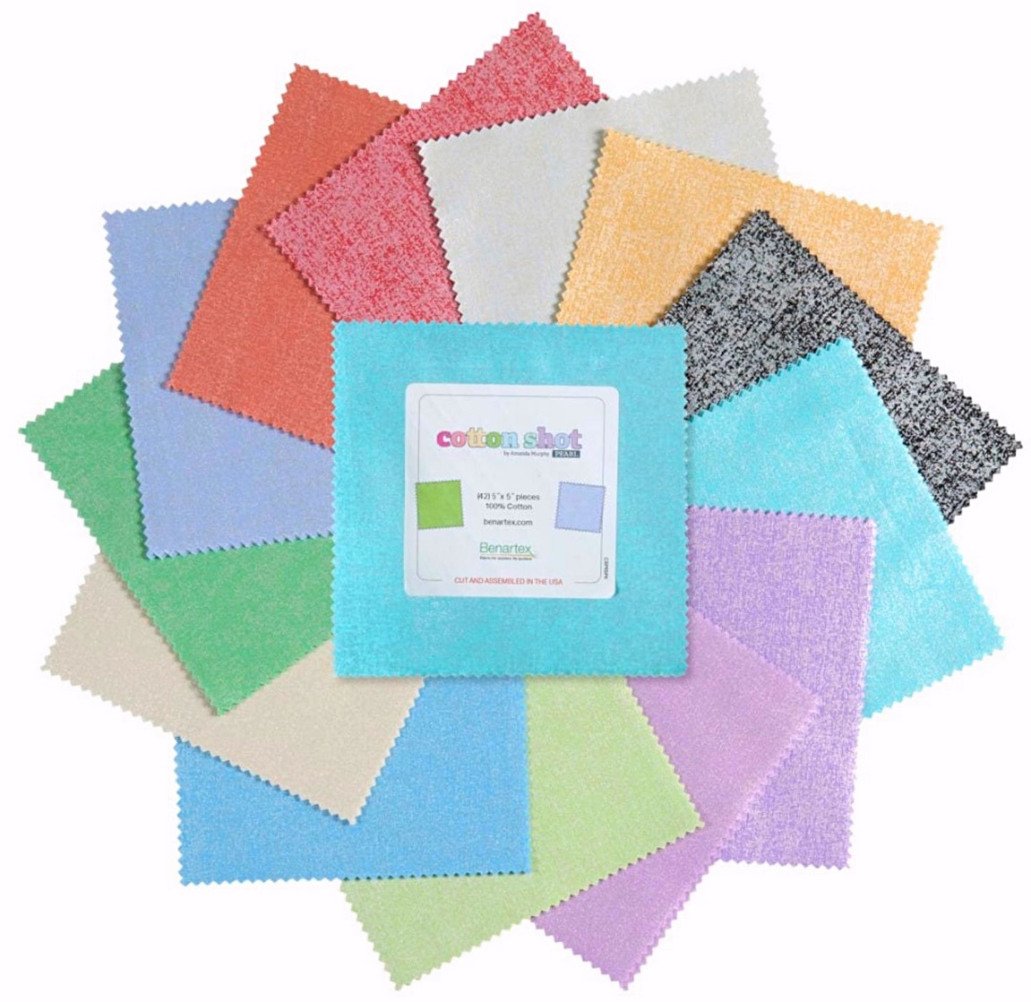 Cotton Shot Pearl Charm Pack by Amanda Murphy for Benartex 5 x 5 in 42 pcs.