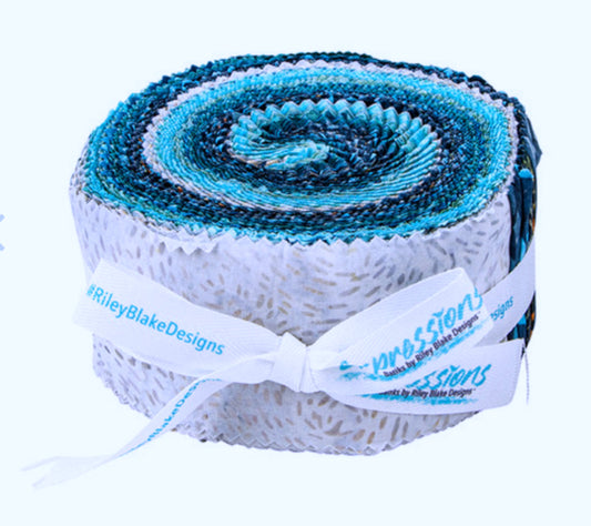 Expressions Batiks Bayou Blues Rollie - 40 pcs. 2.5" Strips - Riley Blake Fabrics