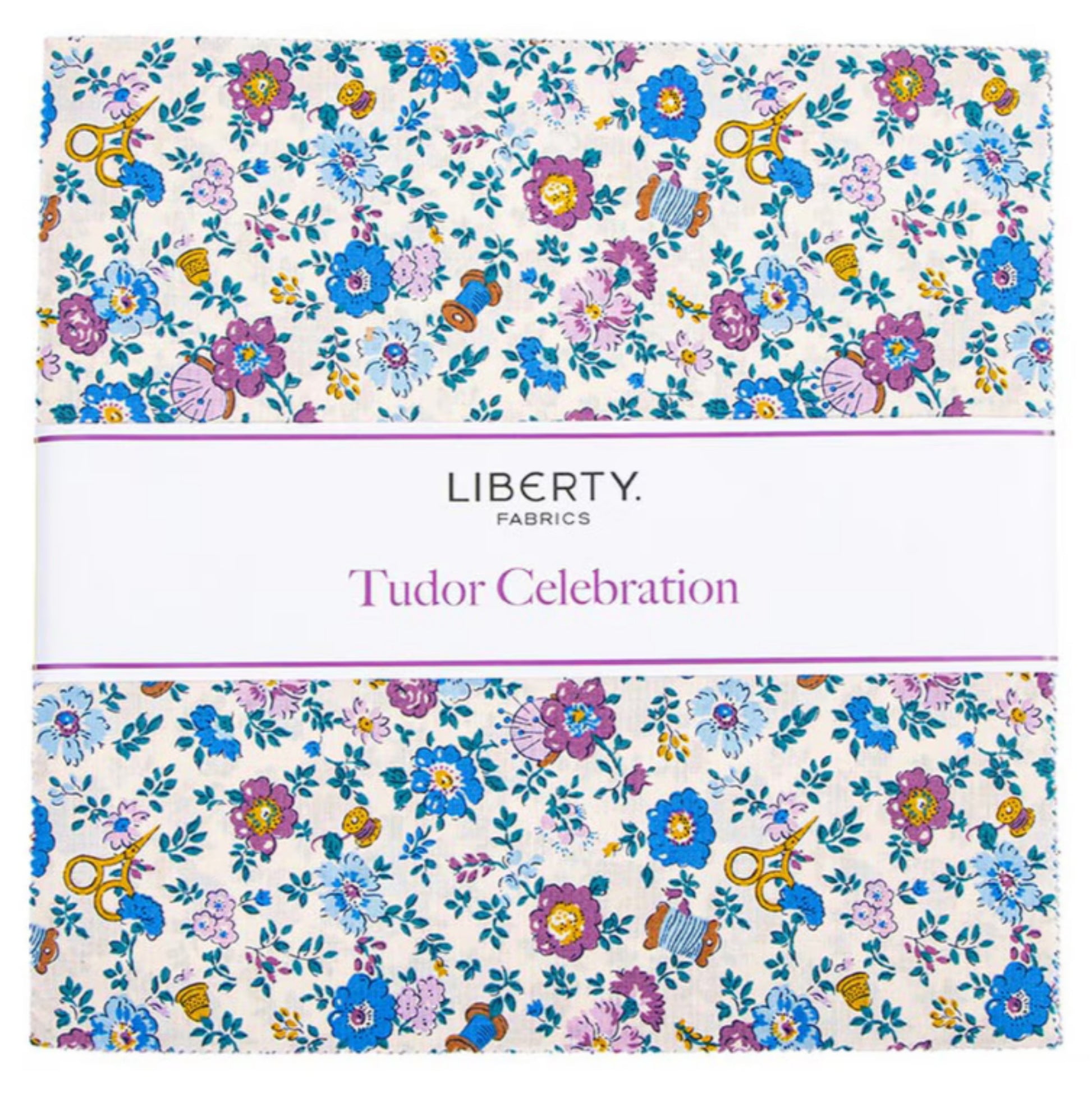 Liberty Tudor Celebration 5" Stacker - By Liberty Fabrics - 5-LTUDOR. 5" x 5" Stacker (Charm Pack) 42 pcs, includes the complete Celebration Collection. The fabric does repeat in this stacker. 100% Cotton. Ready to ship.
