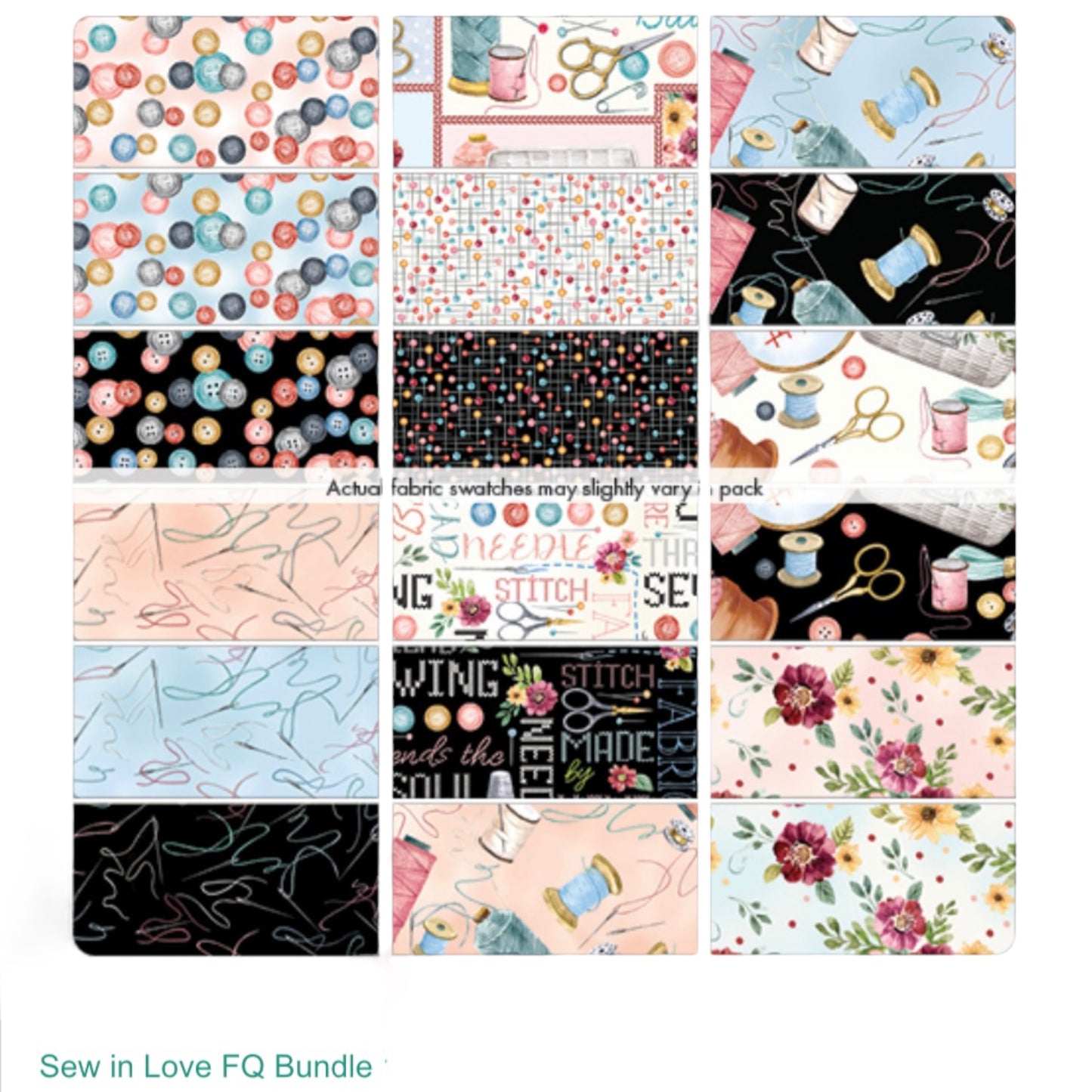 Sew In Love 18 pc Fat Quarter Bundle - Kanvas Fabrics