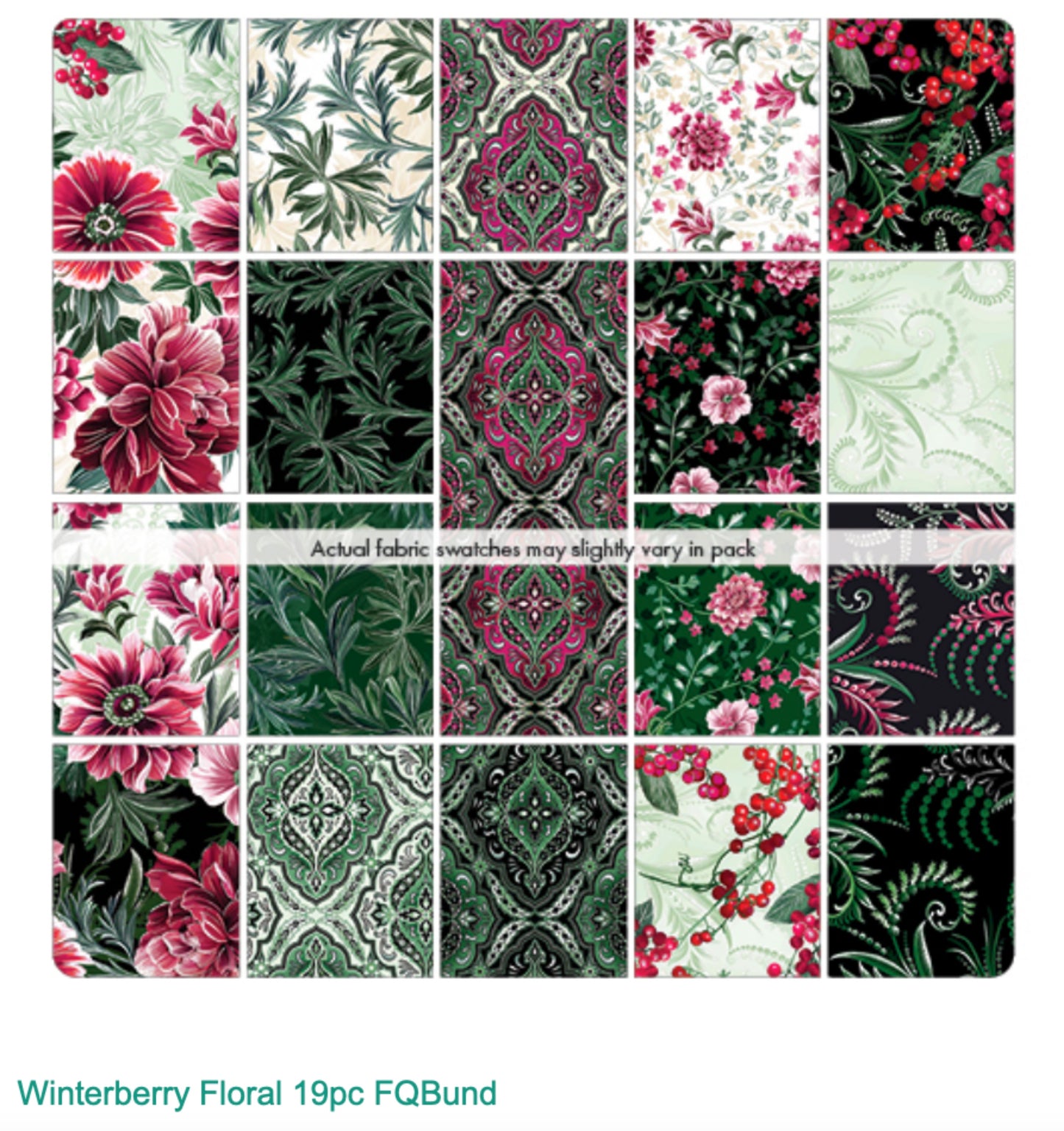 Winterberry Floral Fat Quarter Bundle Fabric Chart