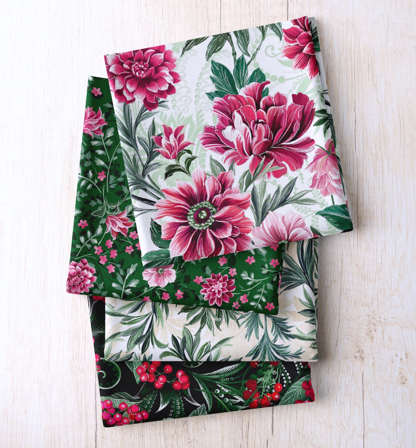 Winterberry Floral Fat Quarter Bundle 19 pc. Kanvas for Benartex FQWBRPK