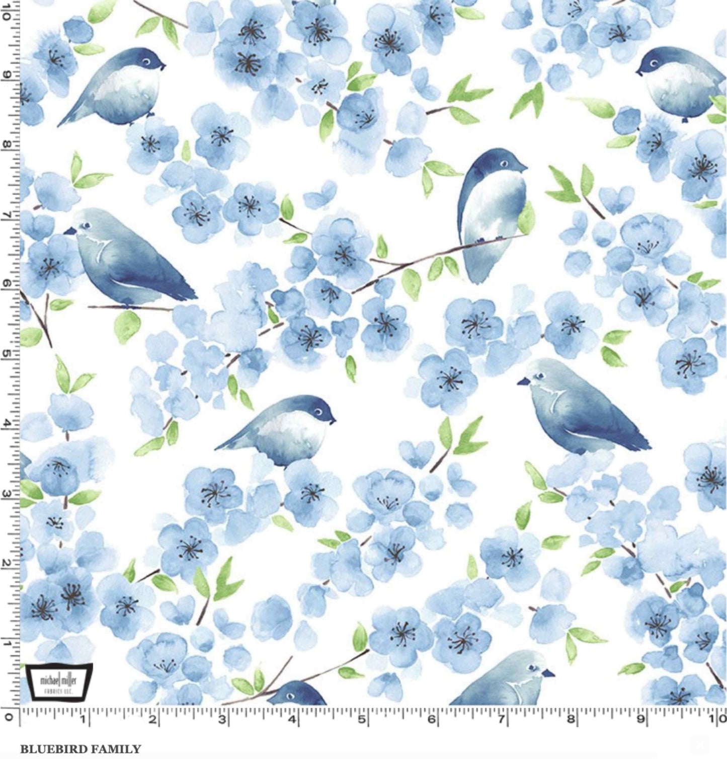 Fabric By The Yard - Bluebird Family - DDC9928-BLUE