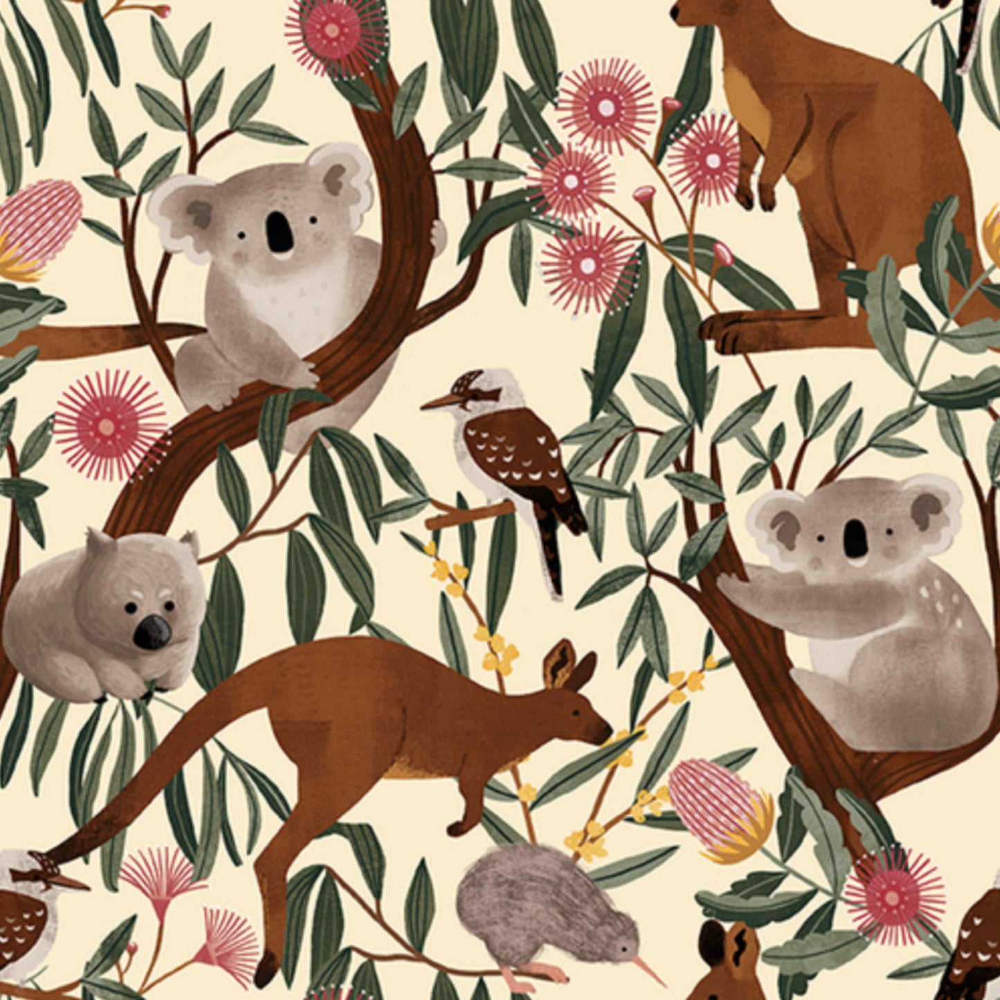 Fabric By The Yard - Mixed Aussie Animals - 2096-41 - Ivory - Blank Quilting Co.