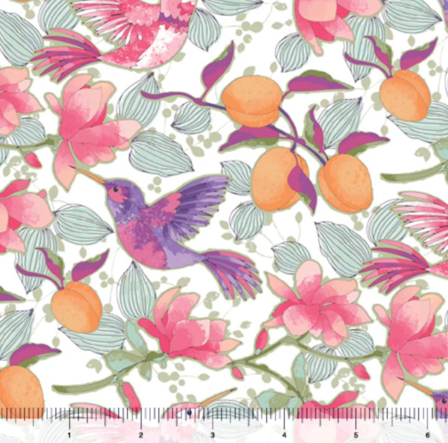 Fabric By The Yard - Hummingbird Floral - Apricot Grove Collection - QT Fabrics 28983 Z