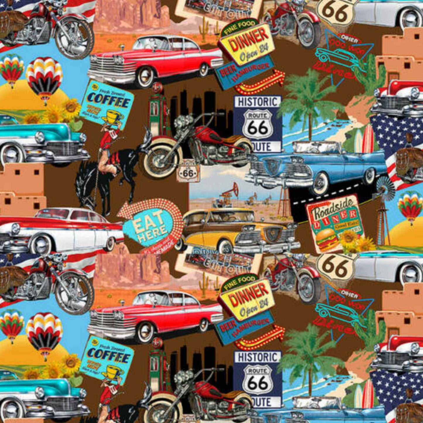 Fabric By The Yard - Scenic Route 66 - 1662-33