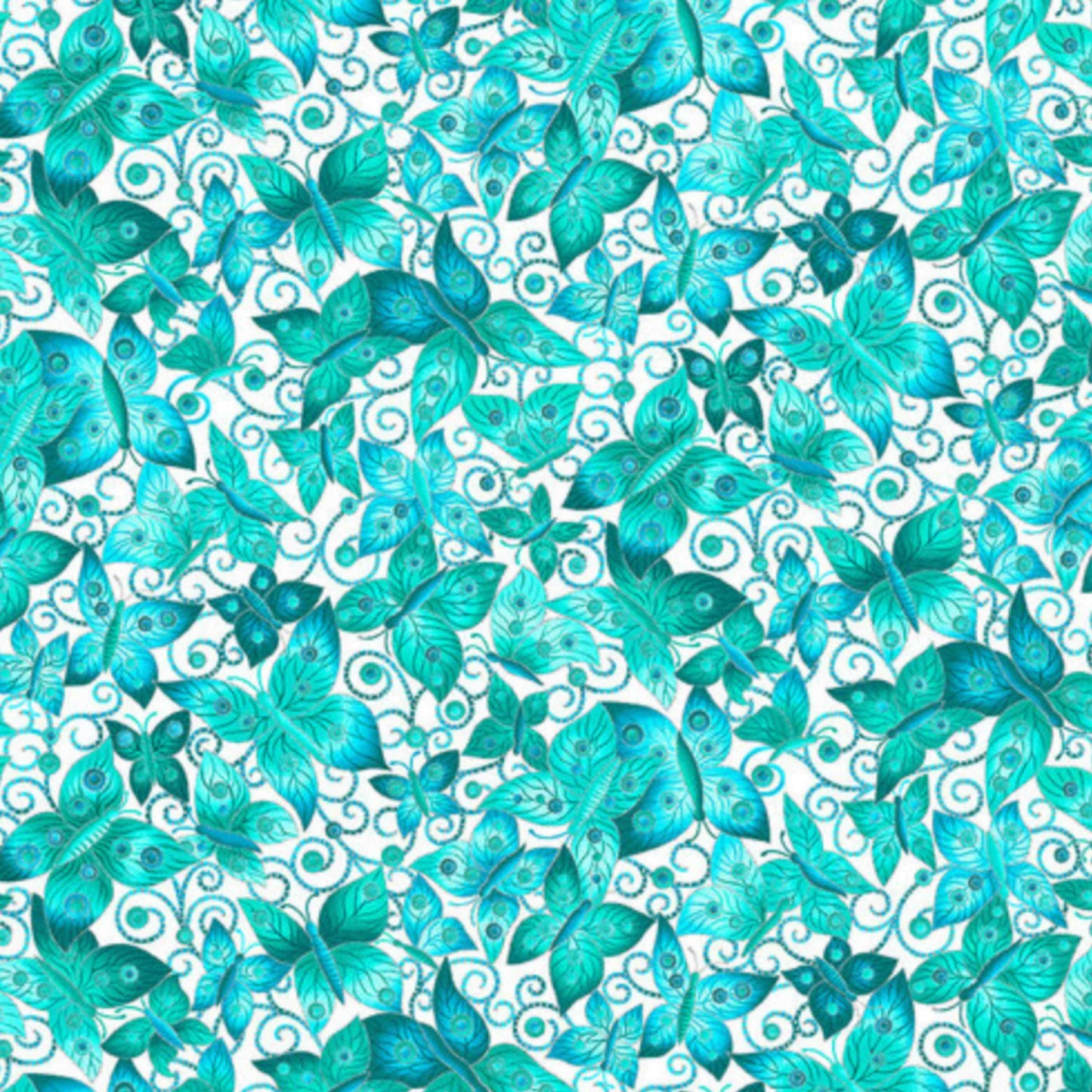Fabric By The Yard - Ovarian Cancer Inspiration - Butterflies - 1761M-76 - Teal - Blank Quilting Co.
