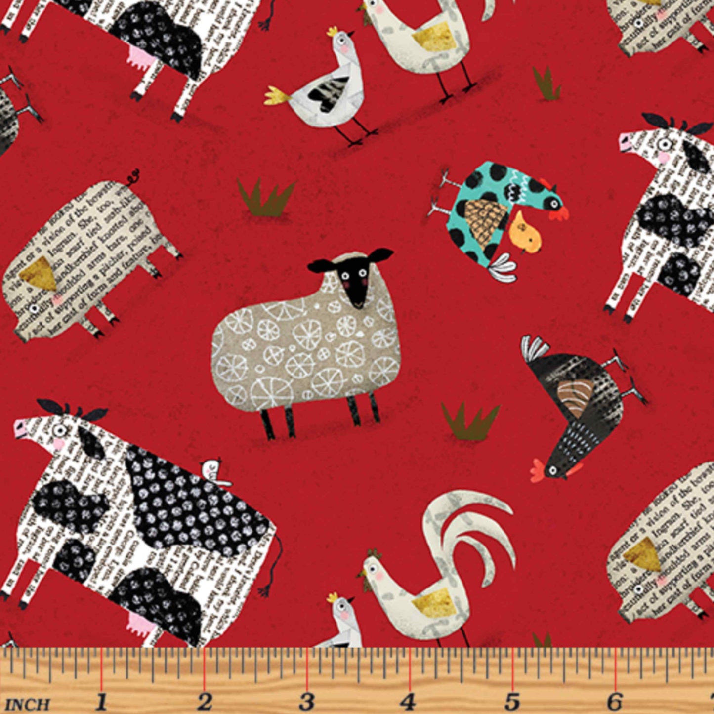 Fabric By The Yard - On The Farm - Red - 09450-10 - Benartex - Contempo Studios