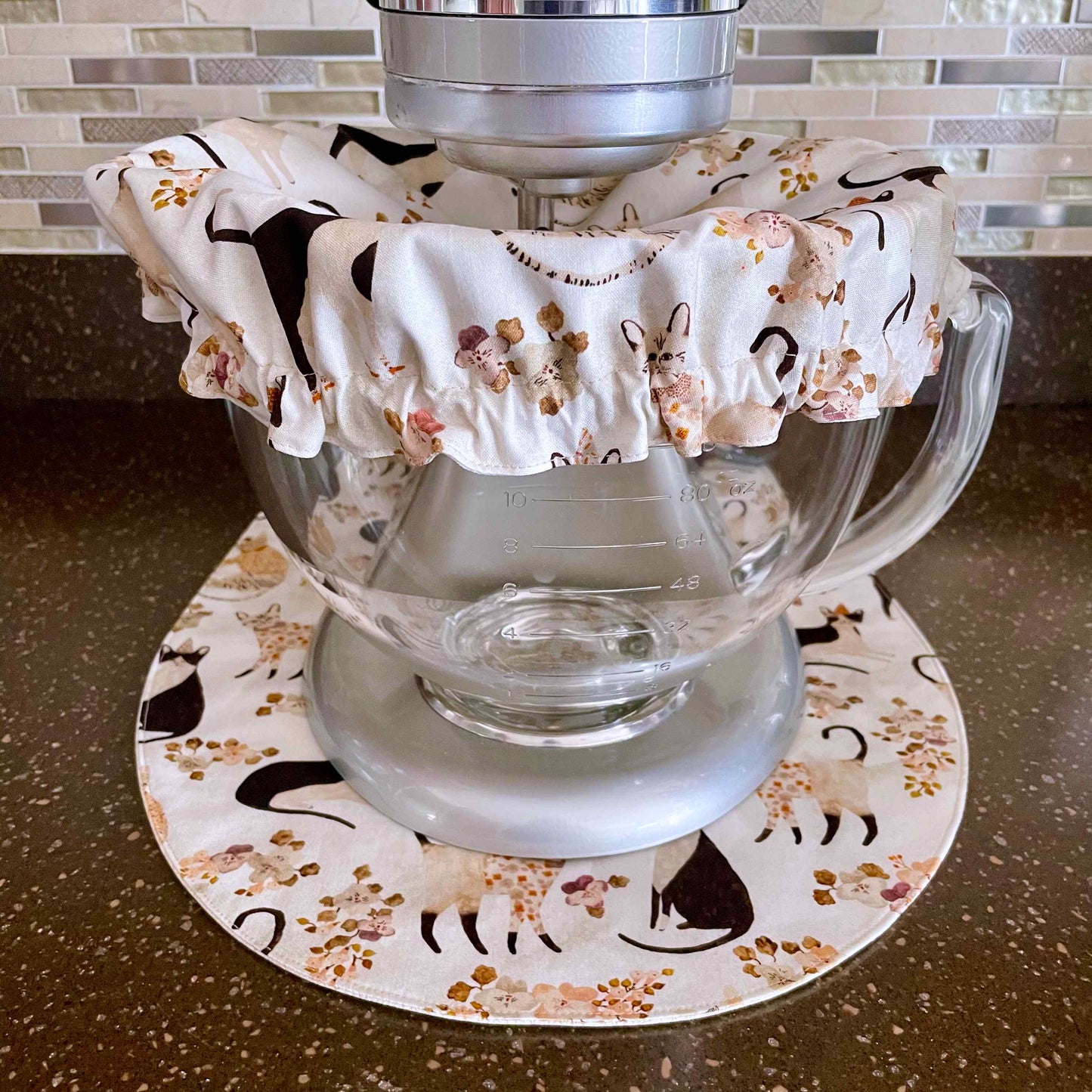 Stand Mixer Bowl Covers - Marcel Cats With Flowers