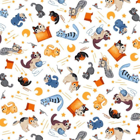 Fabric By The Yard - Kitty Korner - DC8639-SWHT-D - Michael Miller Fabrics