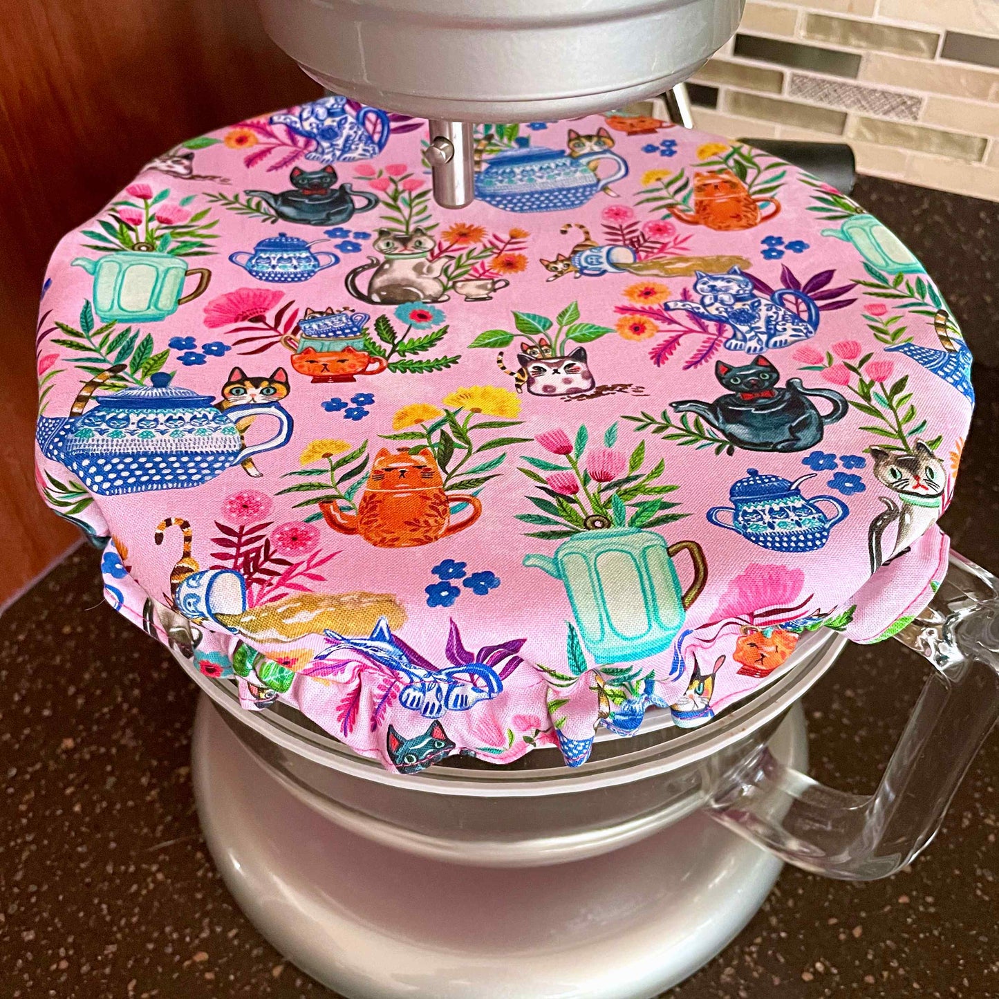 Stand Mixer Bowl Covers - Cat Tea Party