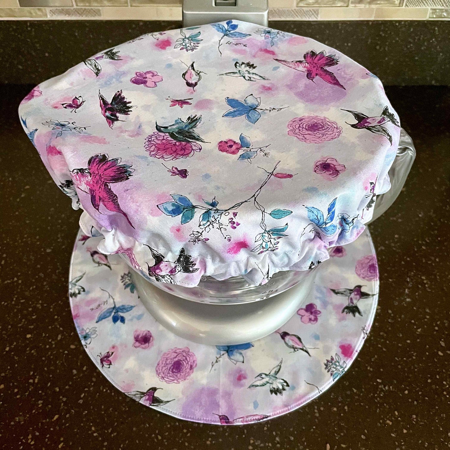 Stand Mixer Slider Mat - Floral Hummingbirds