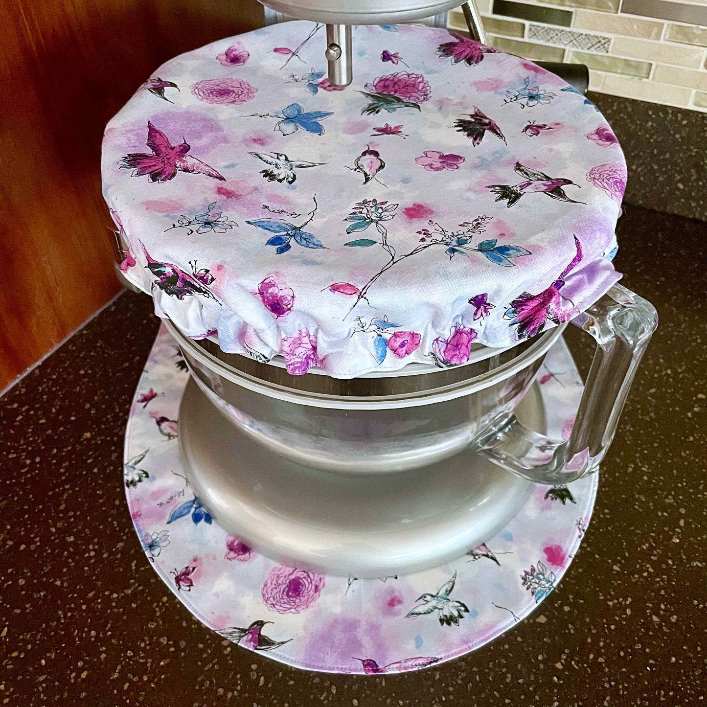 Stand Mixer Slider Mat - Floral Hummingbirds