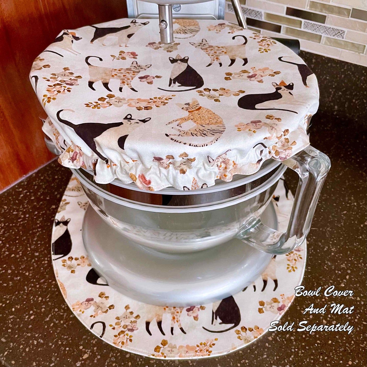 Stand Mixer Bowl Covers - Marcel Cats With Flowers