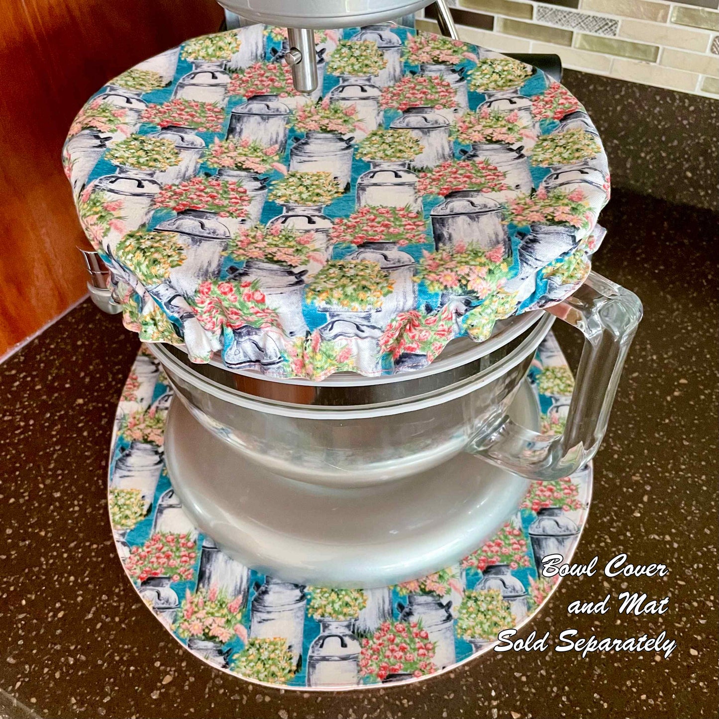 Stand Mixer Slider Mat - Milk Cans With Flowers