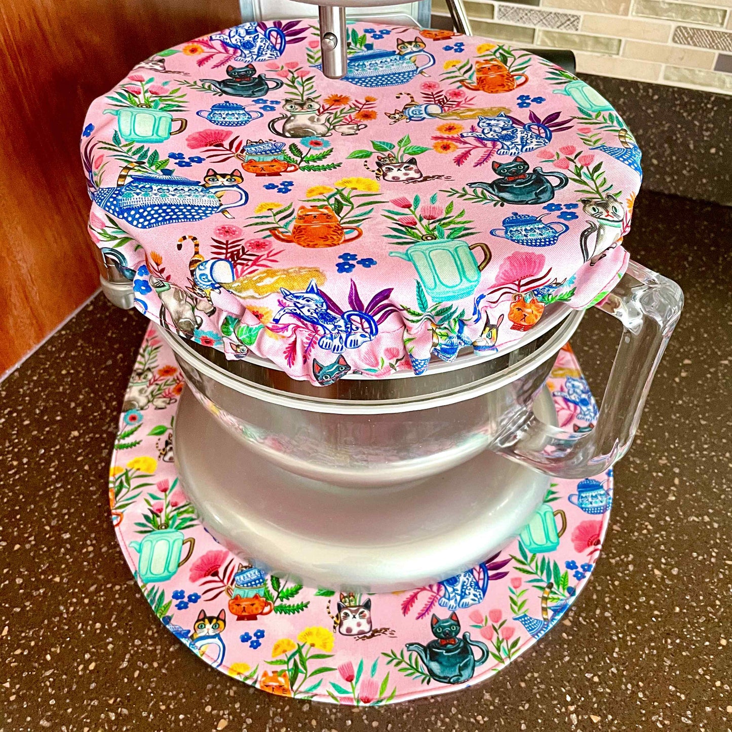 Stand Mixer Bowl Covers - Cat Tea Party