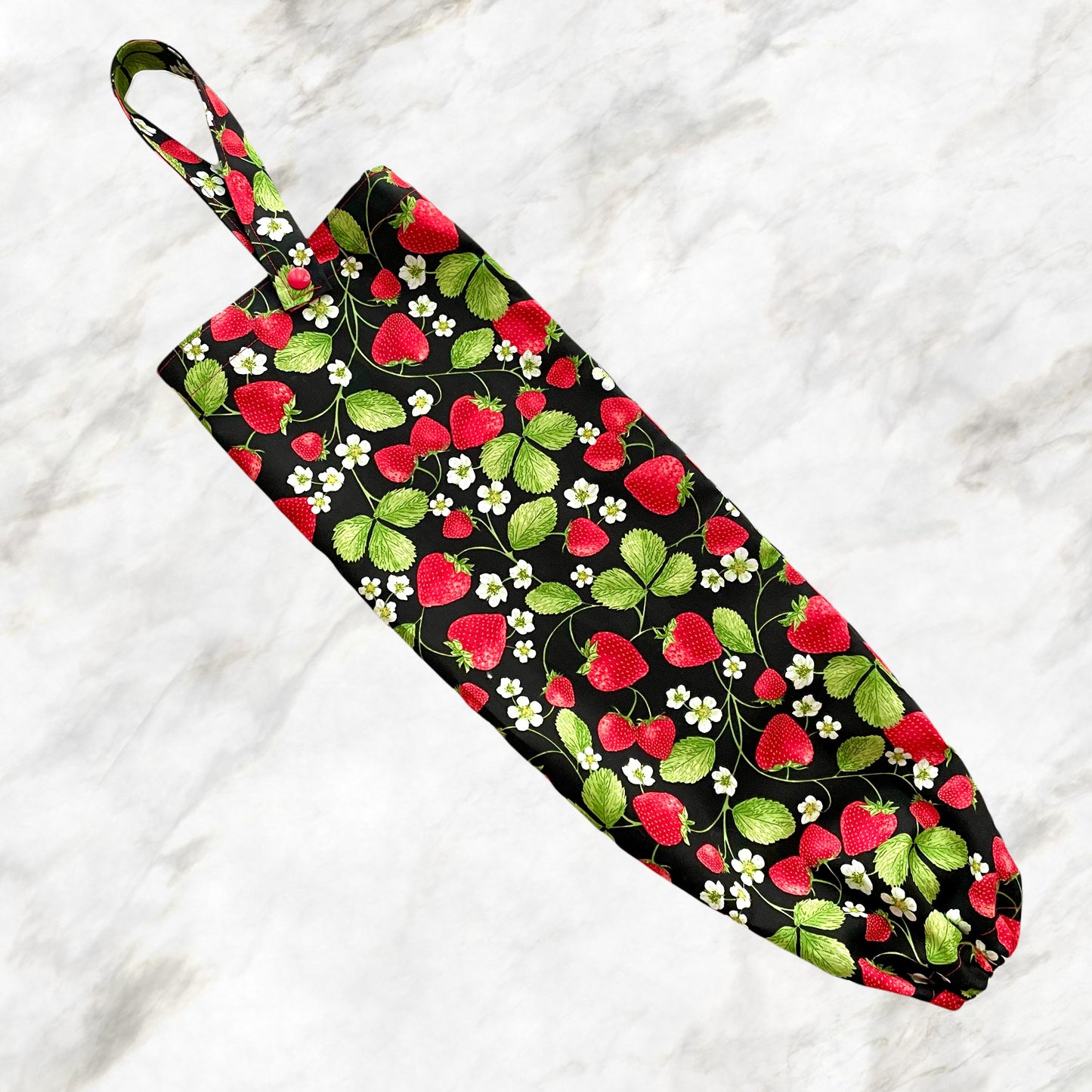 Plastic Bag Holder Dispenser - Strawberries and Vines