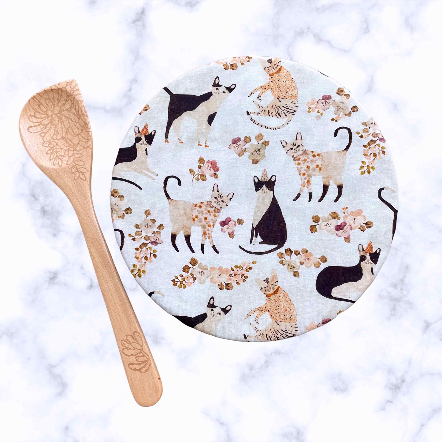 Stand Mixer Bowl Covers - Marcel Cats With Flowers