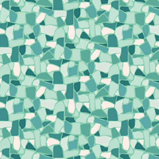 Fabric By The Yard - Primavera - Paving Stepping Stones - Teal and Green - 90316-64 - Pippa Shaw for Figo Fabrics