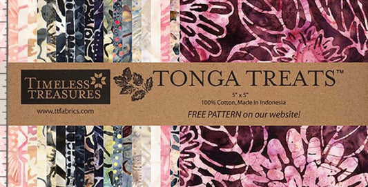 Tonga Treats Black Cherry Charm Pack | Timeless Treasures 42 Piece 5" Charm Pack | Treat-Mini 42