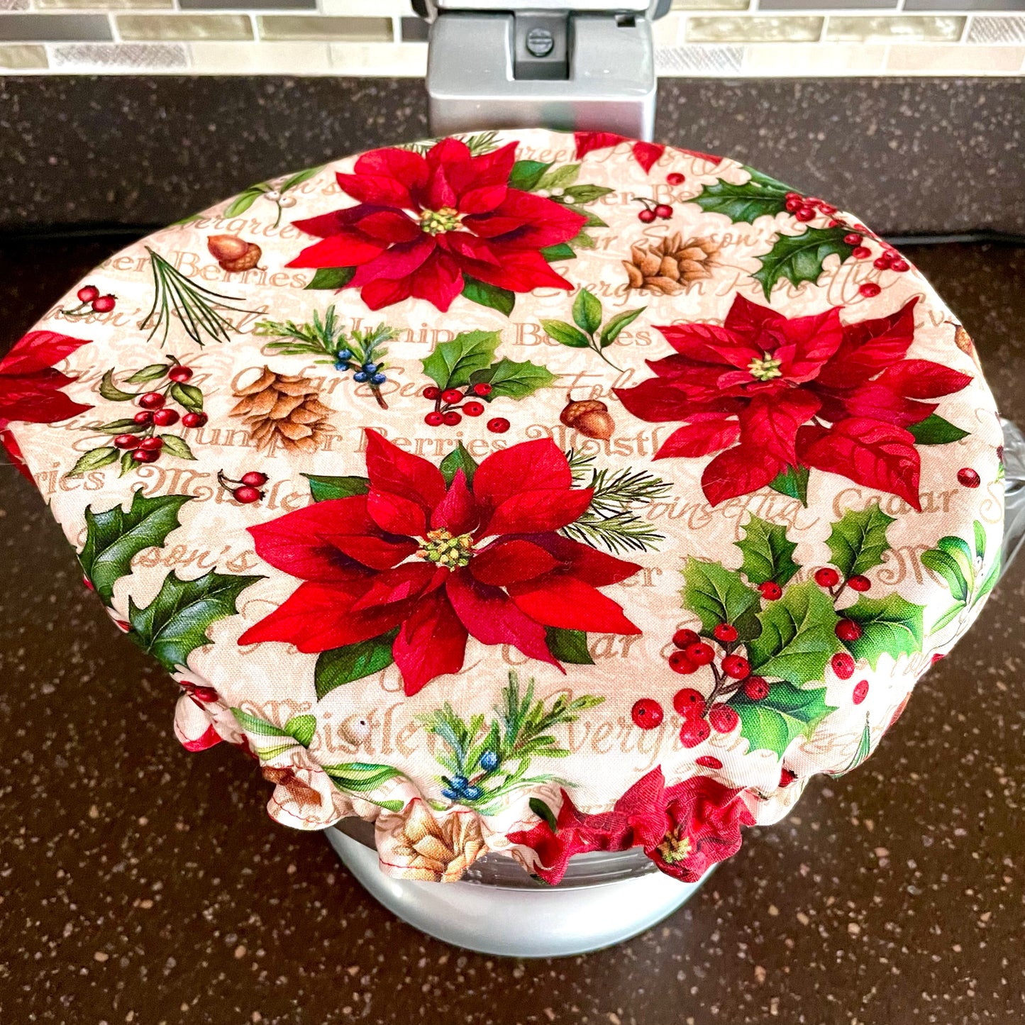 Stand Mixer Bowl Covers - Christmas Poinsettia