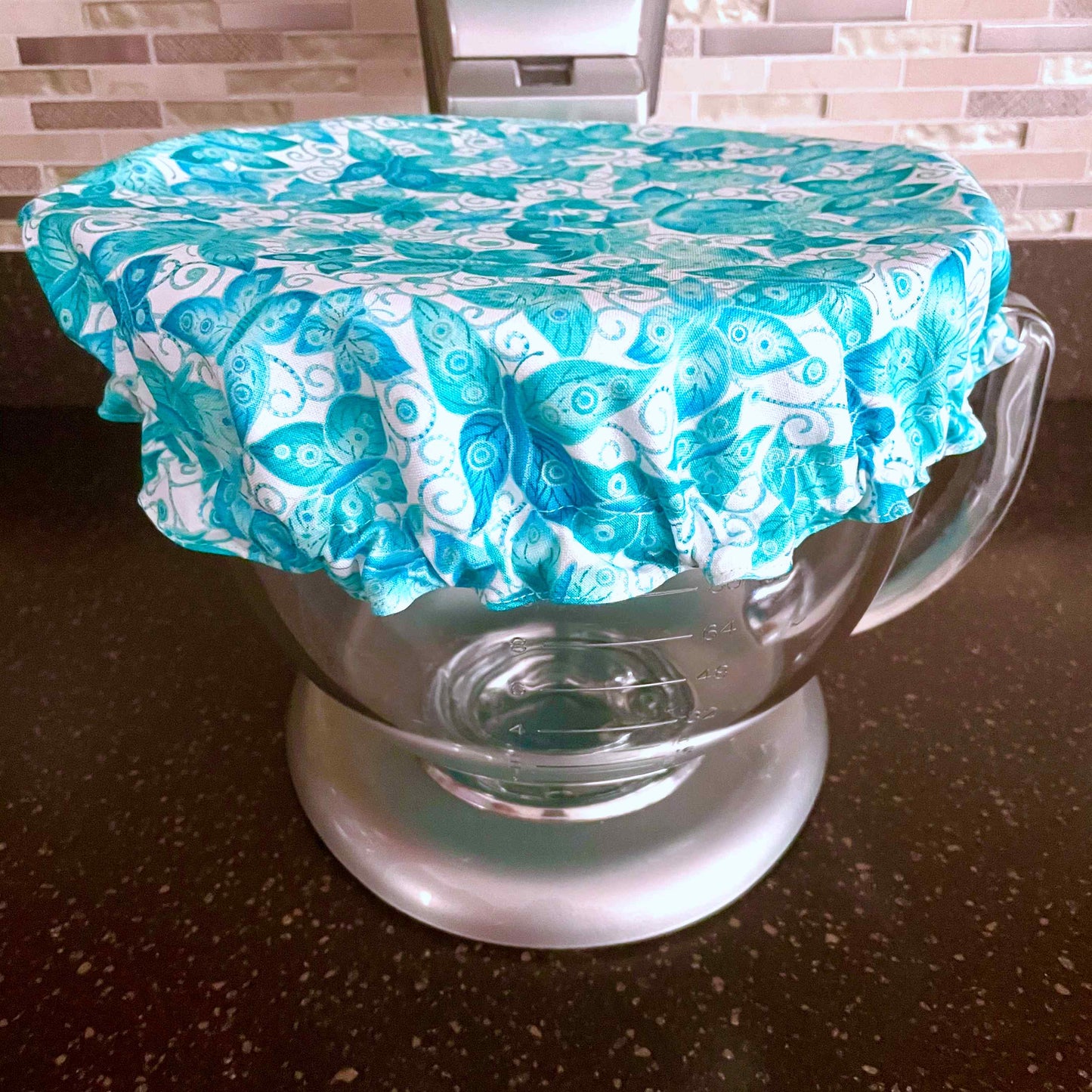 Stand Mixer Bowl Covers - Teal Butterflies Ovarian Cancer Awareness