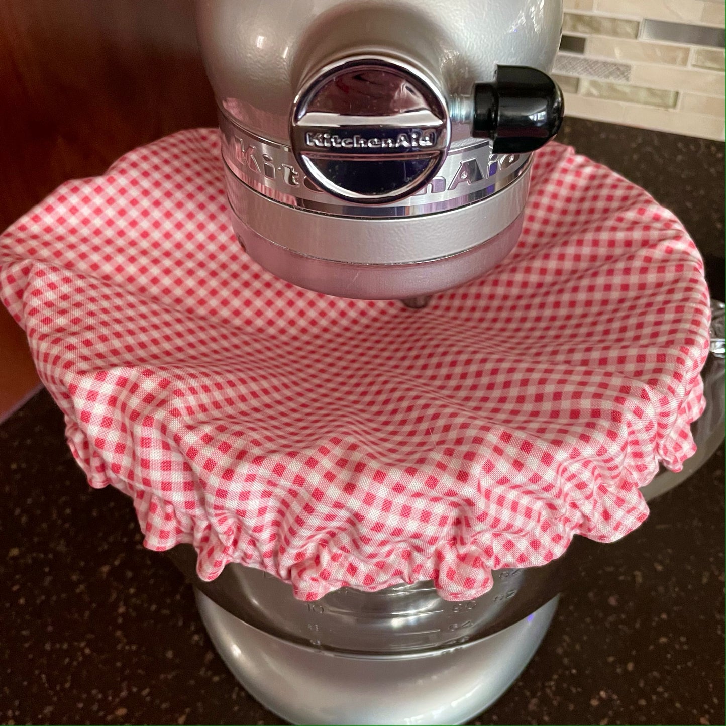 Stand Mixer Bowl Covers - Pink and White Gingham Tiny Check