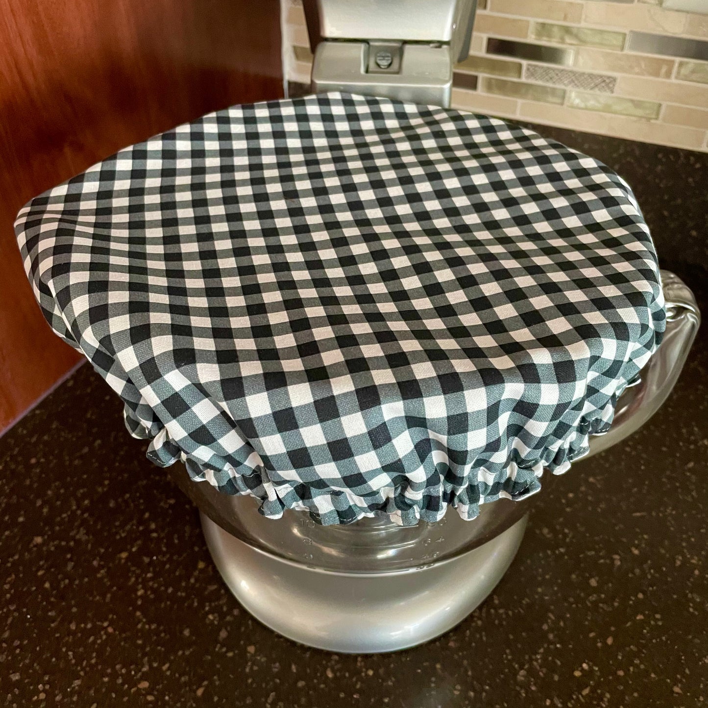Stand Mixer Bowl Covers - Black and White Gingham Tiny Check
