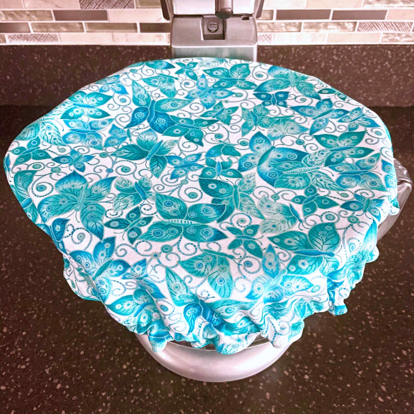 Stand Mixer Bowl Covers - Teal Butterflies Ovarian Cancer Awareness