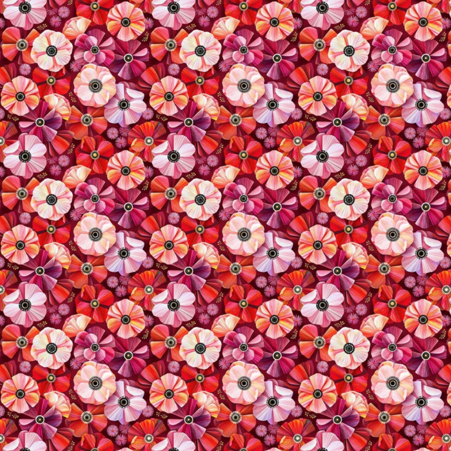 Fabric By The Yard | Poppy Head | Sunday Collection | Figo Fabrics | D90630-26