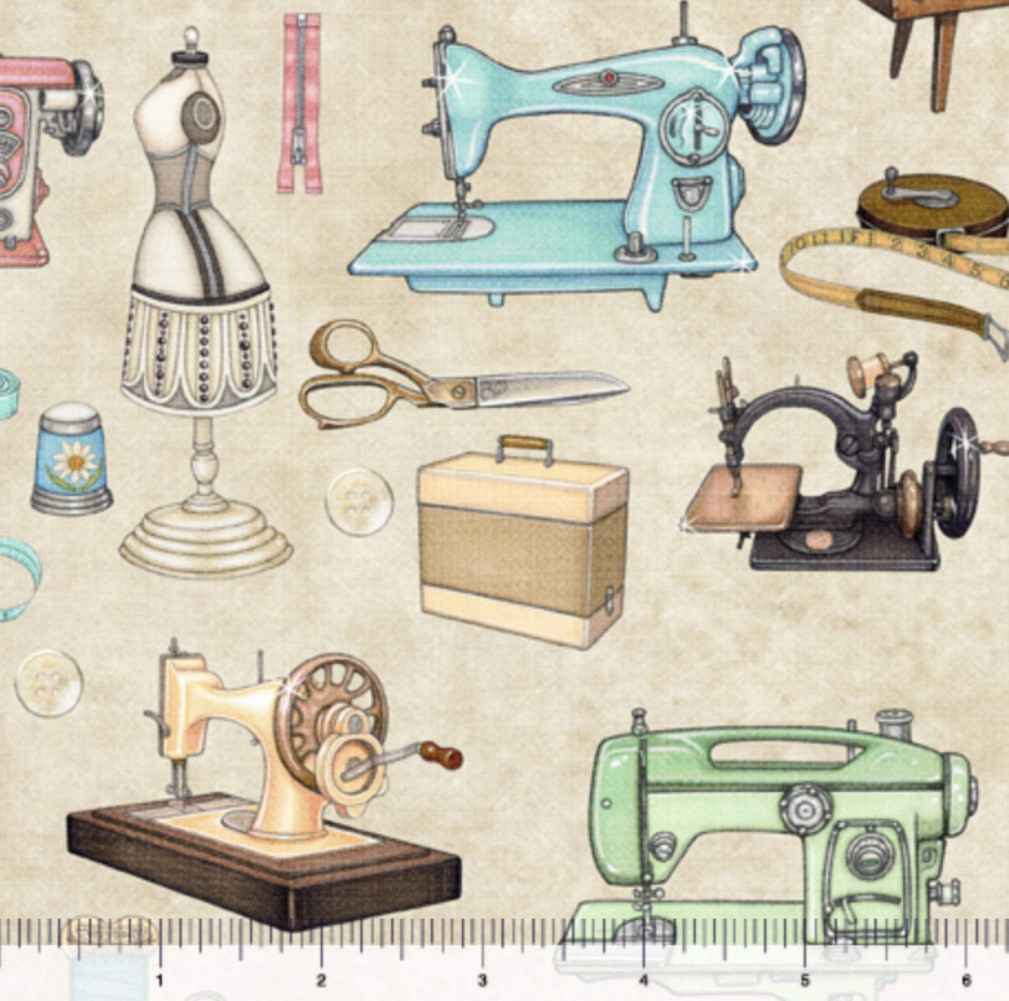 Fabric By The Yard - Sewing Motifs All Over - Just Sew Collection - QT Fabric 29227E