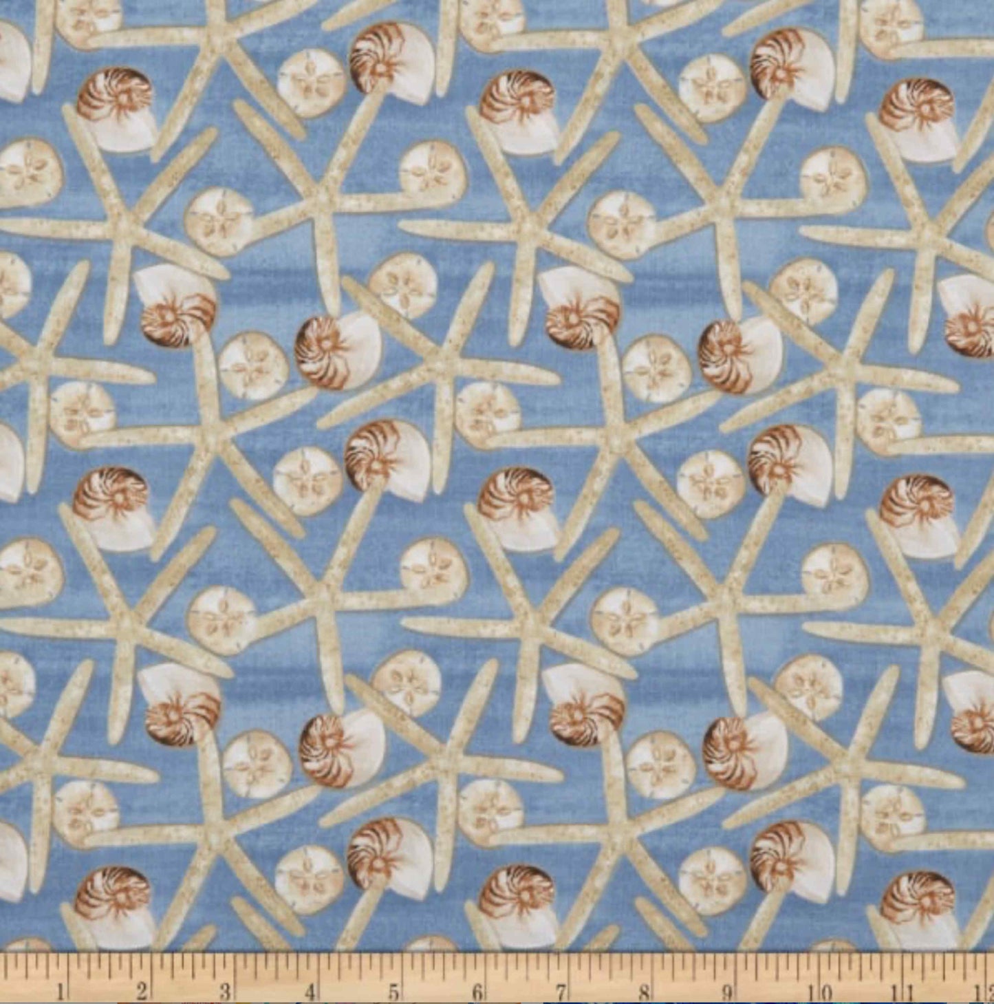 Fabric By The Yard - Starfish - Seaside Serenity - Blank Quilting - 2018-75 - Medium Blue