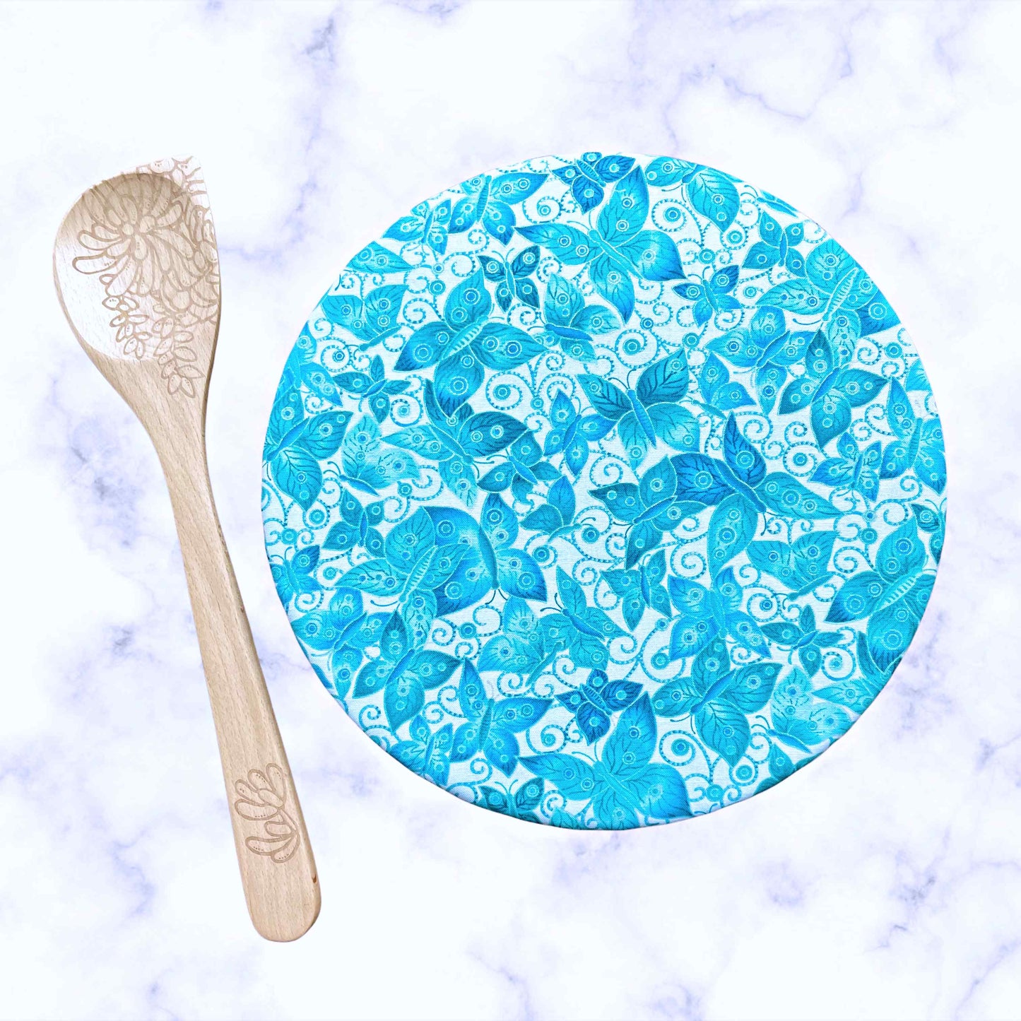 Stand Mixer Bowl Covers - Teal Butterflies Ovarian Cancer Awareness
