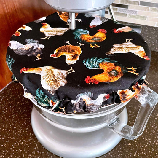 Stand Mixer Bowl Covers -  Roosters and Chickens Farmhouse Theme