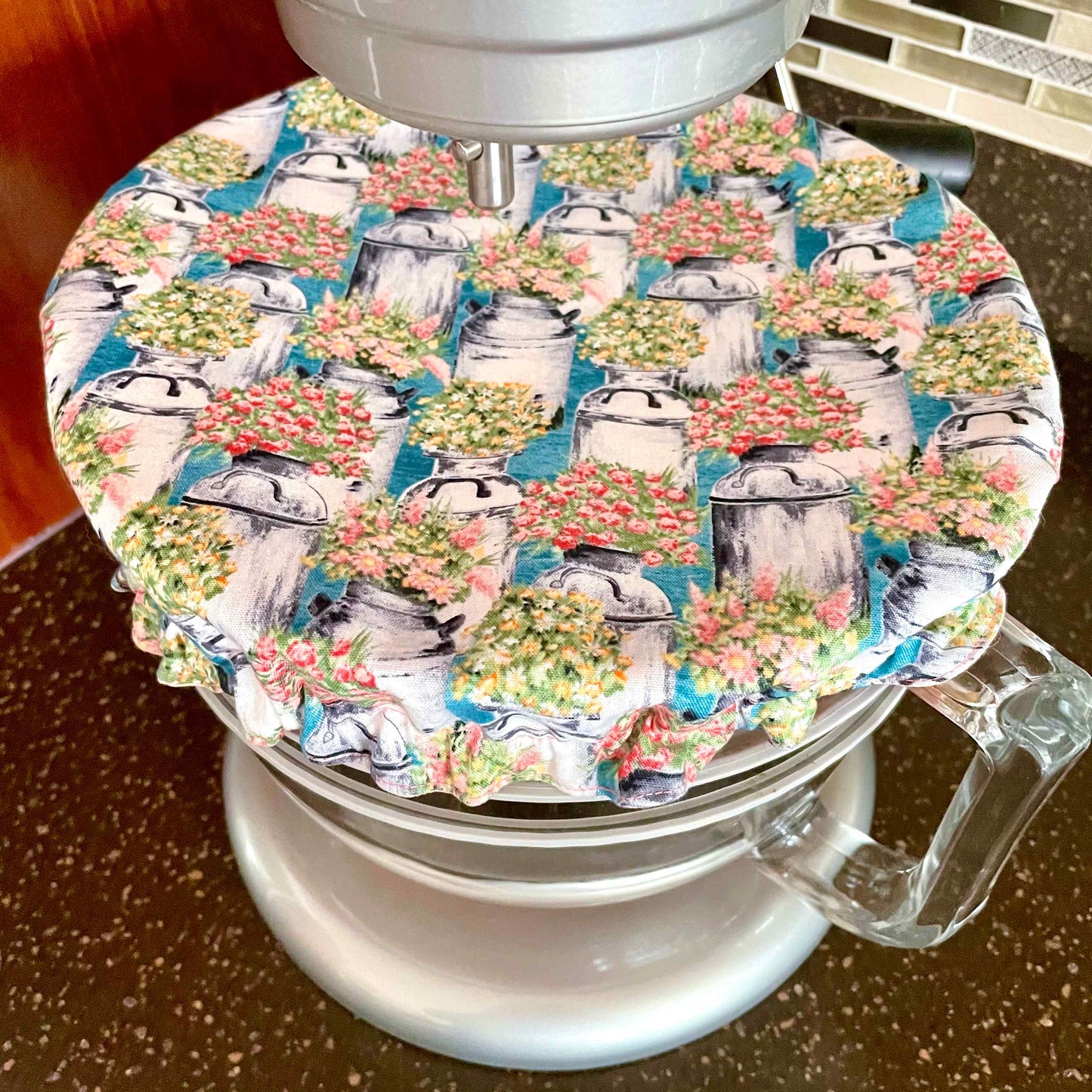Stand Mixer Bowl Covers - Milk Cans With Flowers